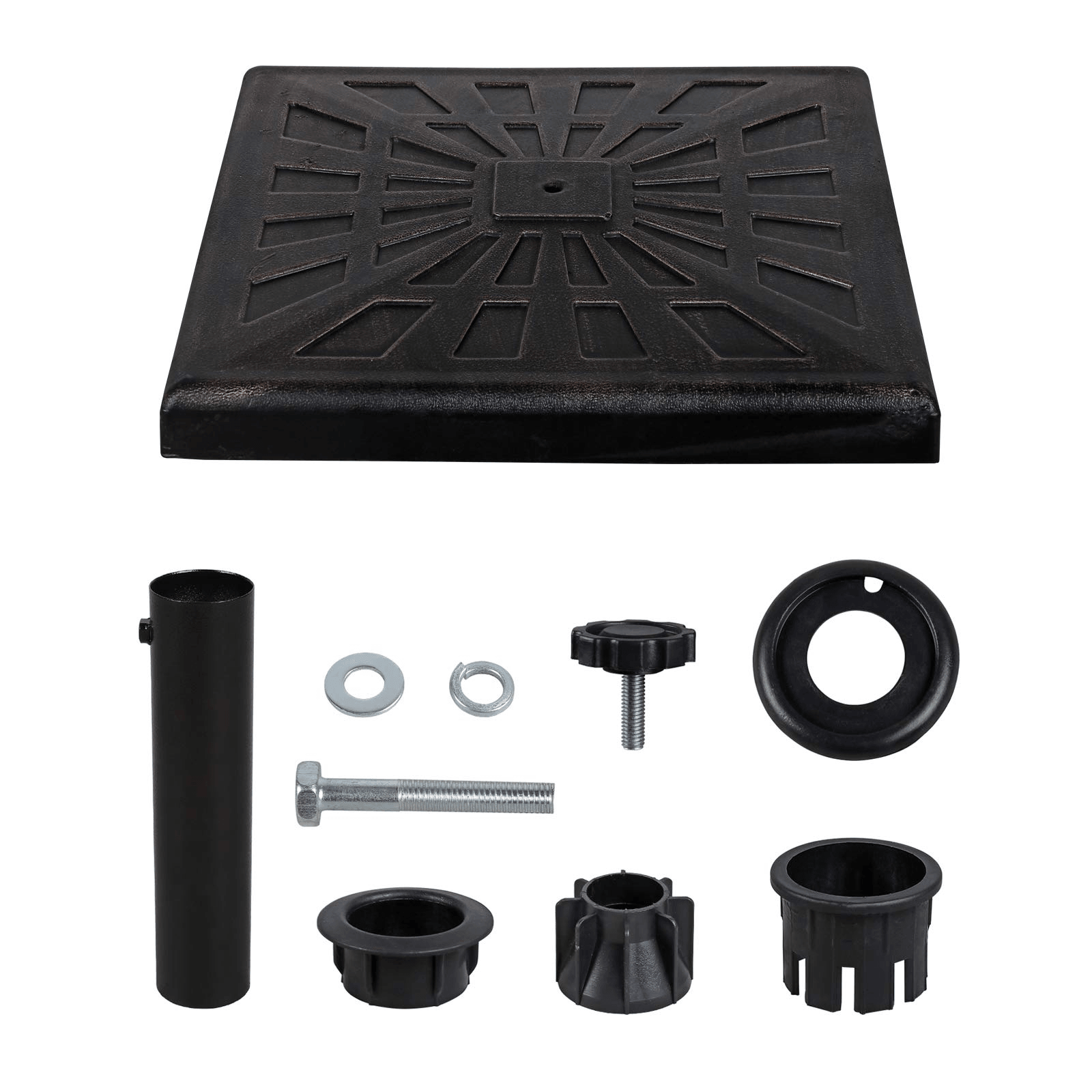 42lb Patio Square Umbrella Base, Heavy Duty Resin Outdoor Umbrella Stand Weight, Bronze | Orange-Casual