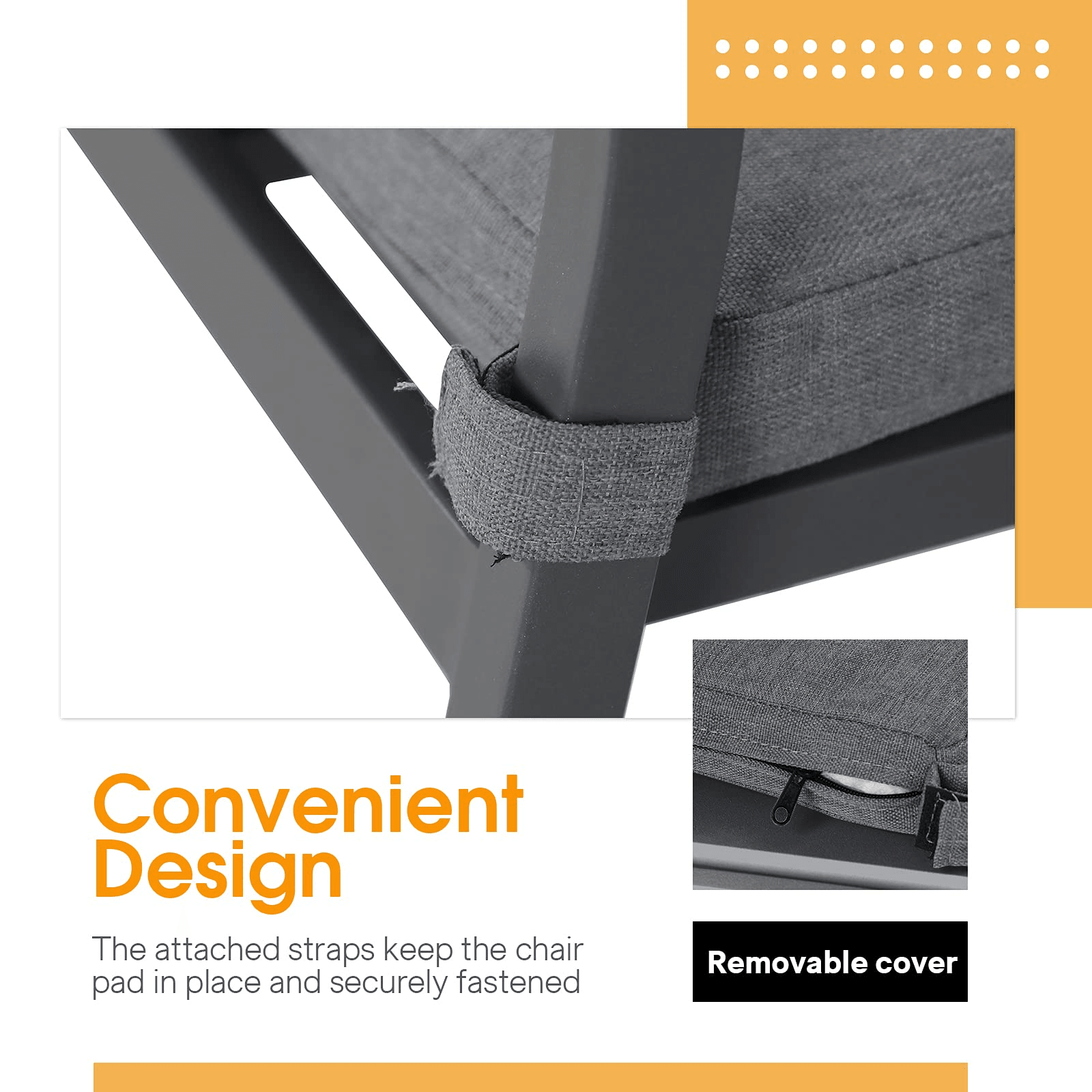 2pcs Patio Dining Chairs with Cushions Aluminum Outdoor Chairs | Orange-Casual