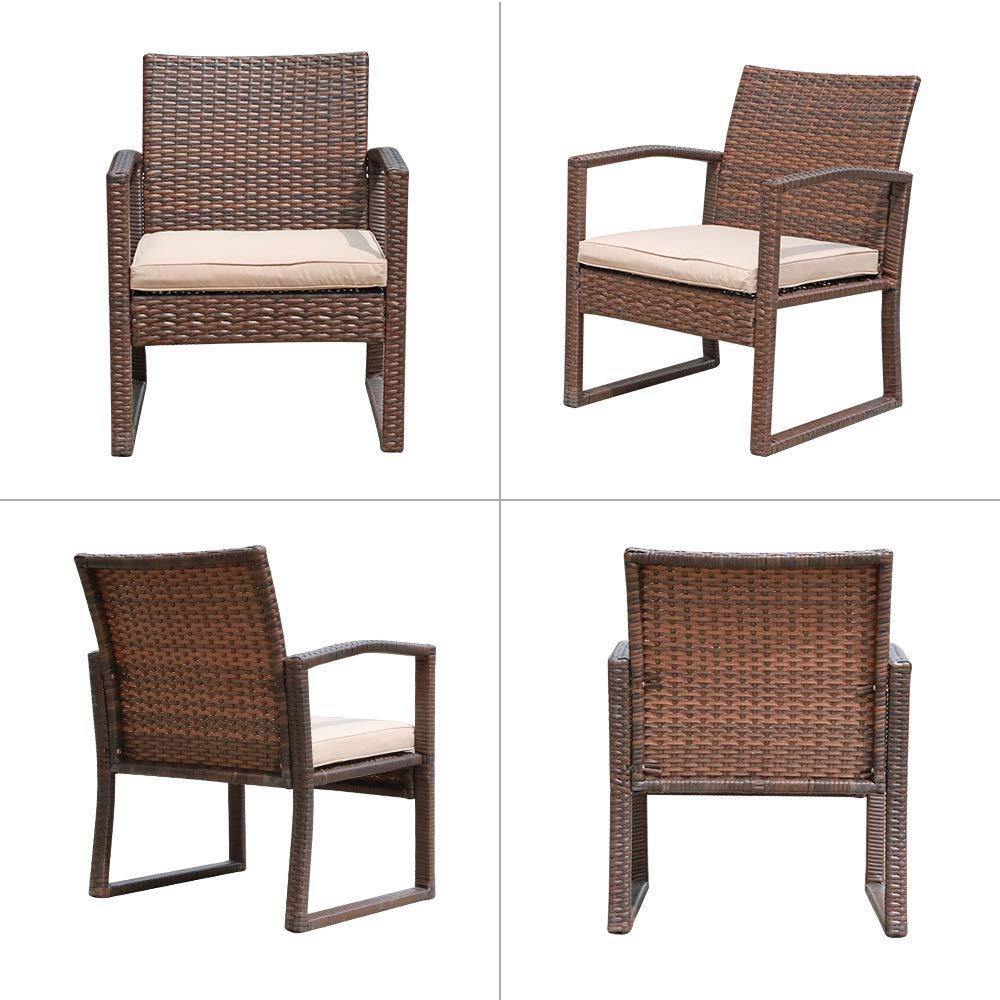 3pcs Patio Bistro Set Wicker Patio Conversation Set Outdoor Rattan Chair Set  | Orange-Casual