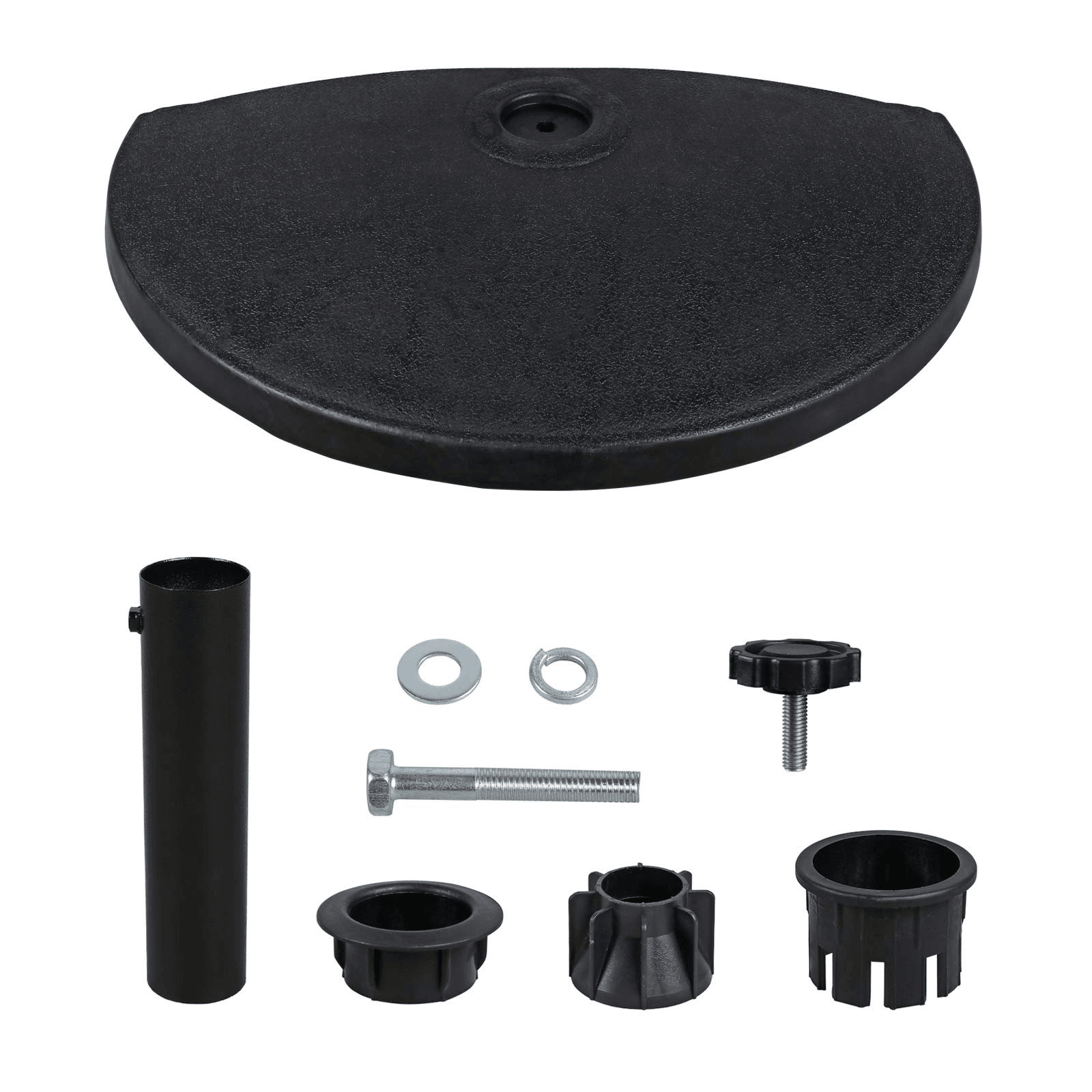 Half Round Patio Umbrella Base, Heavy-Duty Free Standing Resin Umbrella Stand, Black | Orange-Casual