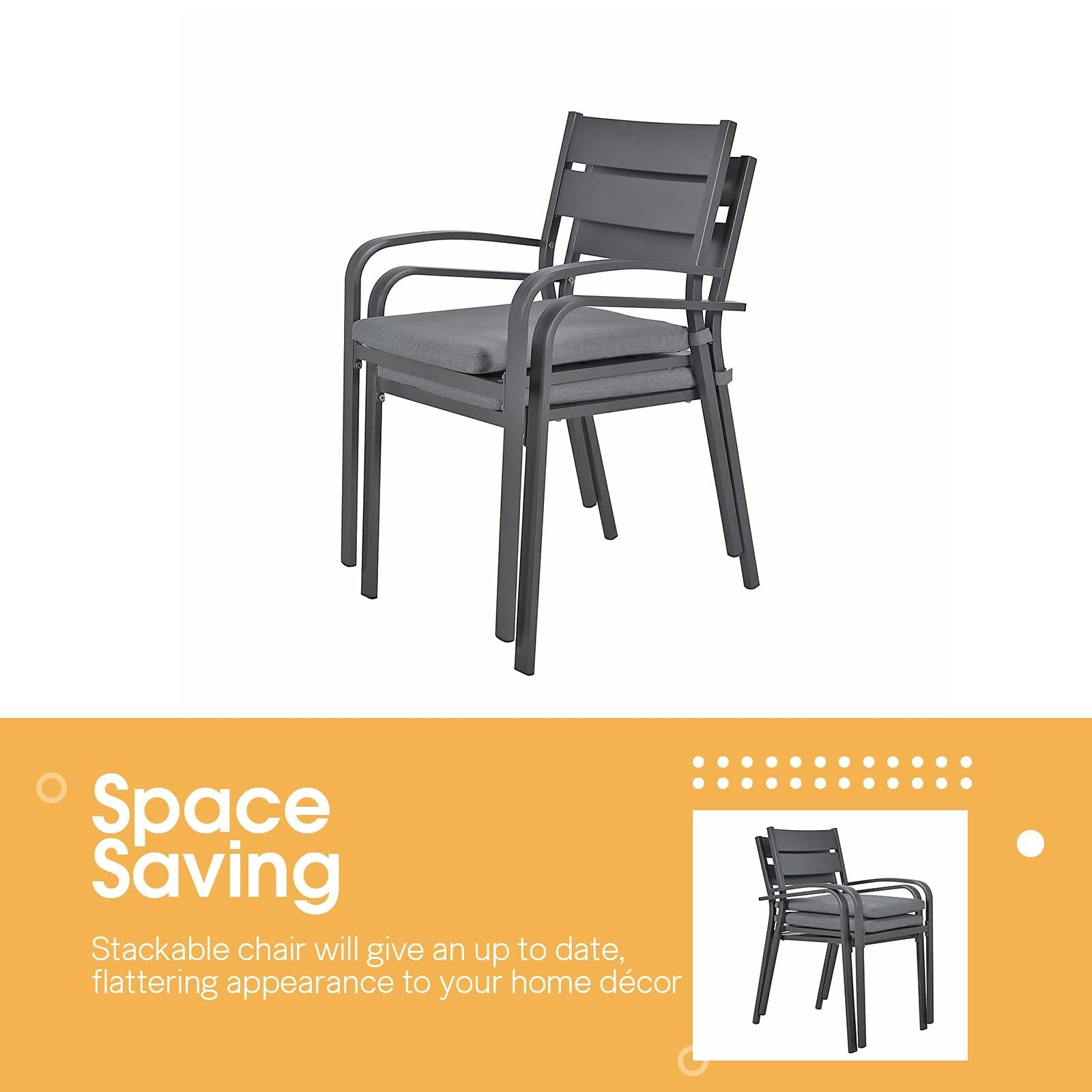 2pcs Patio Dining Chairs with Cushions Aluminum Outdoor Chairs | Orange-Casual