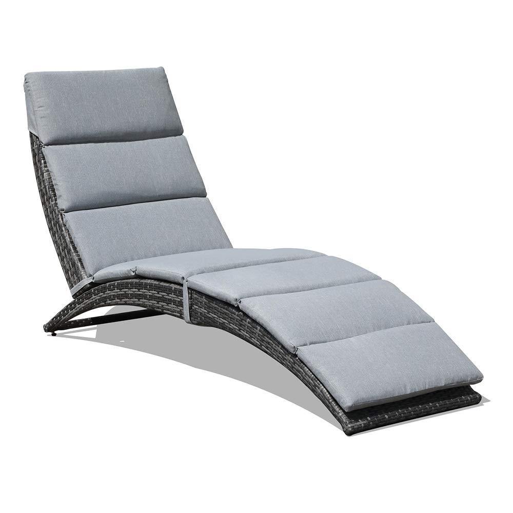 Temer Foldable Chaise Lounge with Light Grey Cushion sale best - OrangeCasual