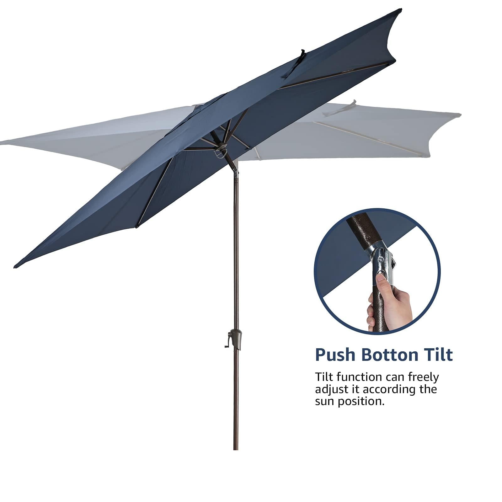 6.6 x 9.8ft Rectangular Patio Umbrella,  Outdoor Polyester Table Market Umbrella, 4 Colors | Orange-Casual
