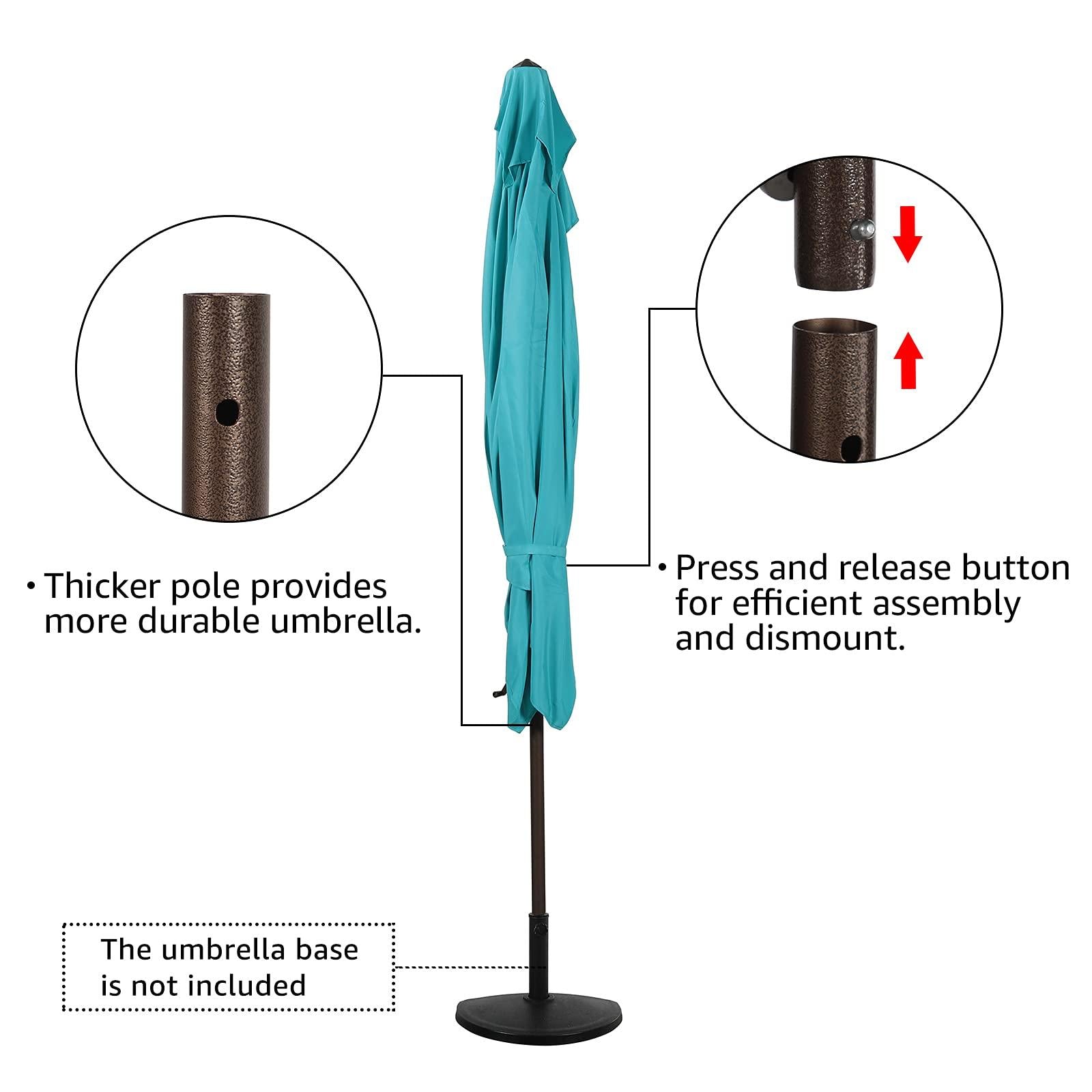 7.5' by 4’ Half Rectangular Patio Outdoor Polyester Umbrella with Crank, 5 Colors | Orange-Casual