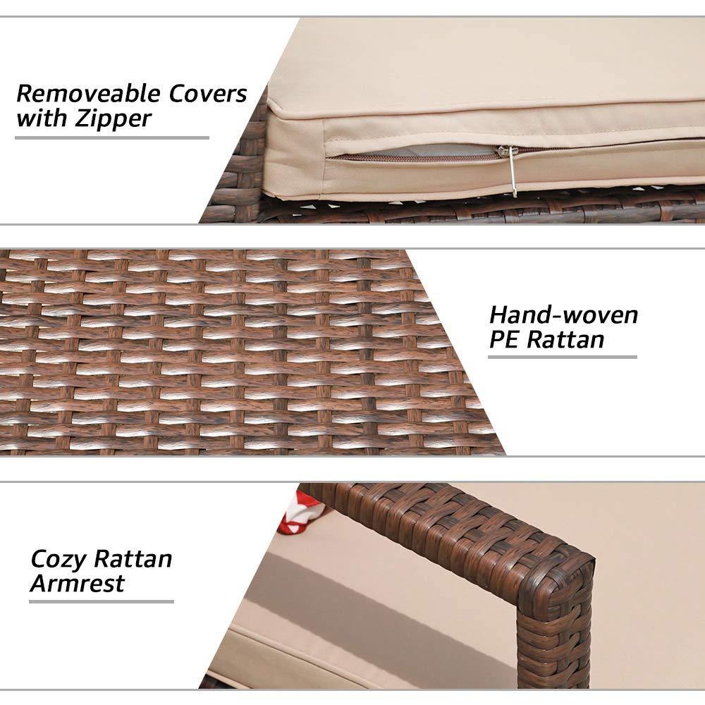 3pcs Patio Bistro Set Wicker Patio Conversation Set Outdoor Rattan Chair Set  | Orange-Casual