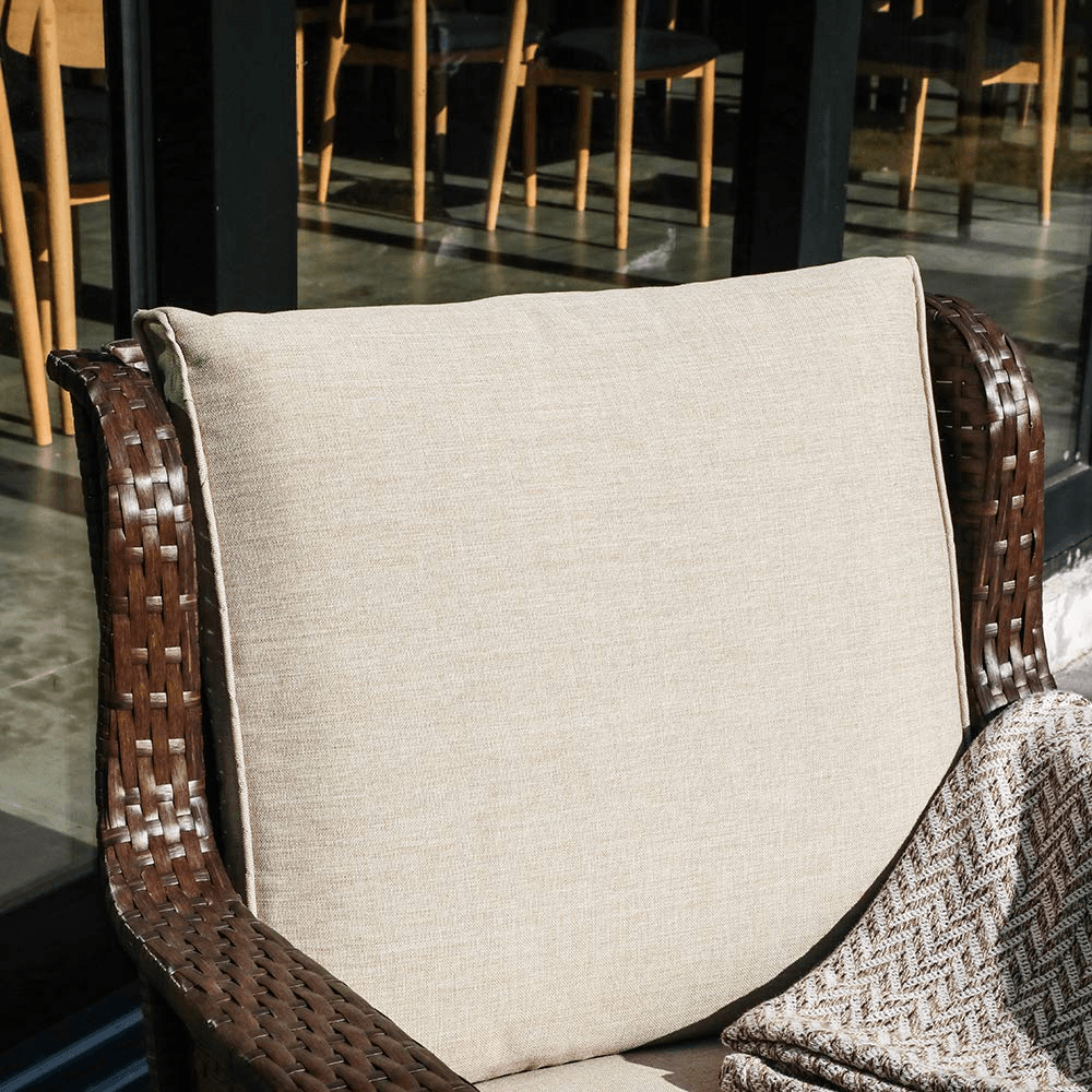 Wicker Patio Rocking Chair Brown Porch Rocking Chair with Beige Cushion | Orange-Casual