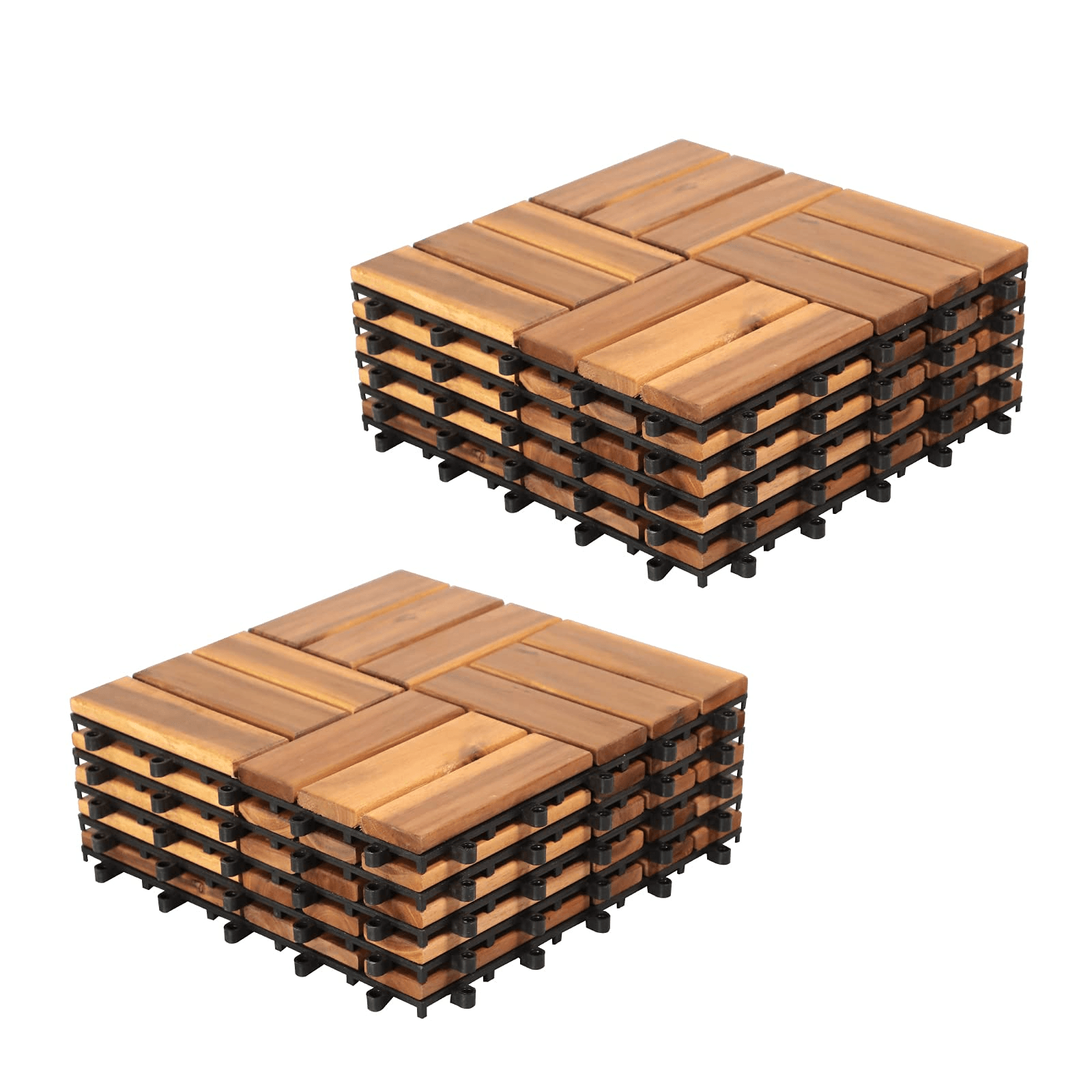 Wood Interlocking Flooring Tiles,12 x 12 Inch (Pack of 10) | Orange-Casual