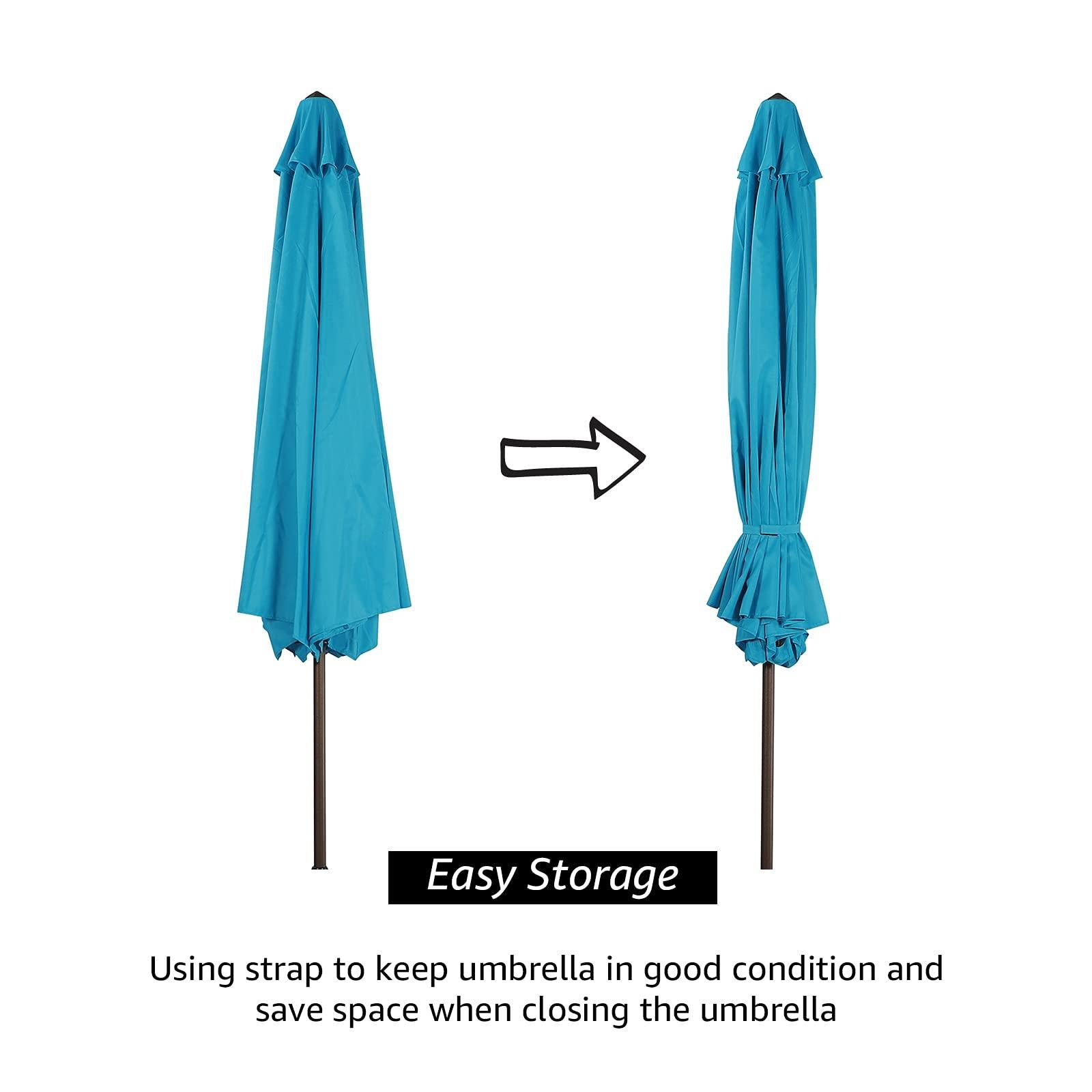 11' Patio Round Umbrella, 8 Steel Ribs Polyester Large Table Market Umbrella, 4 Colors | Orange-Casual