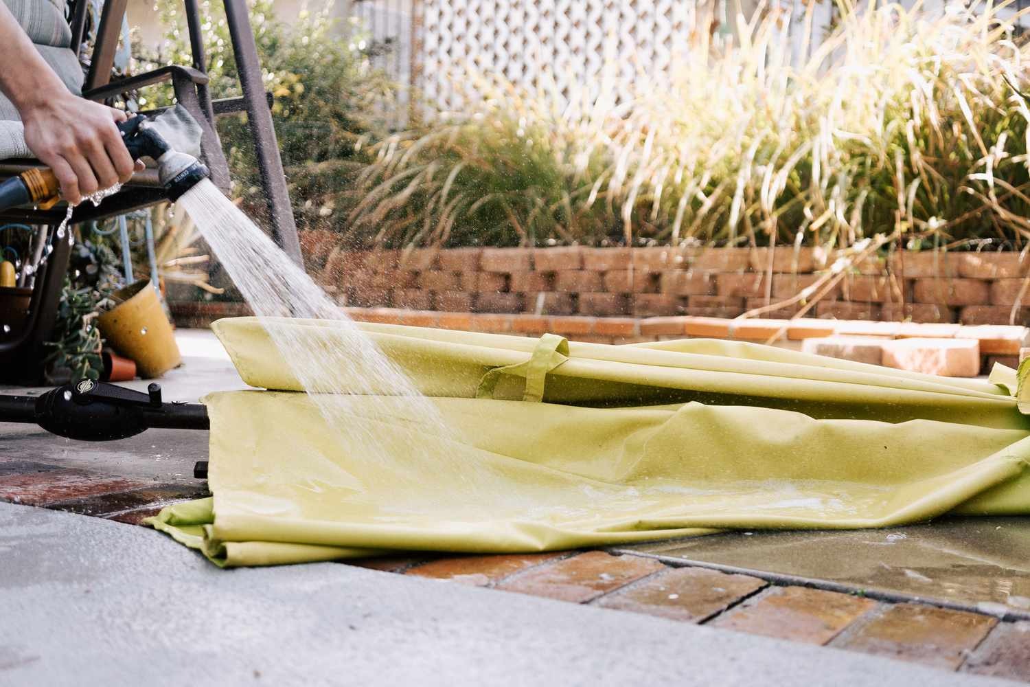 how to clean patio umbrella?