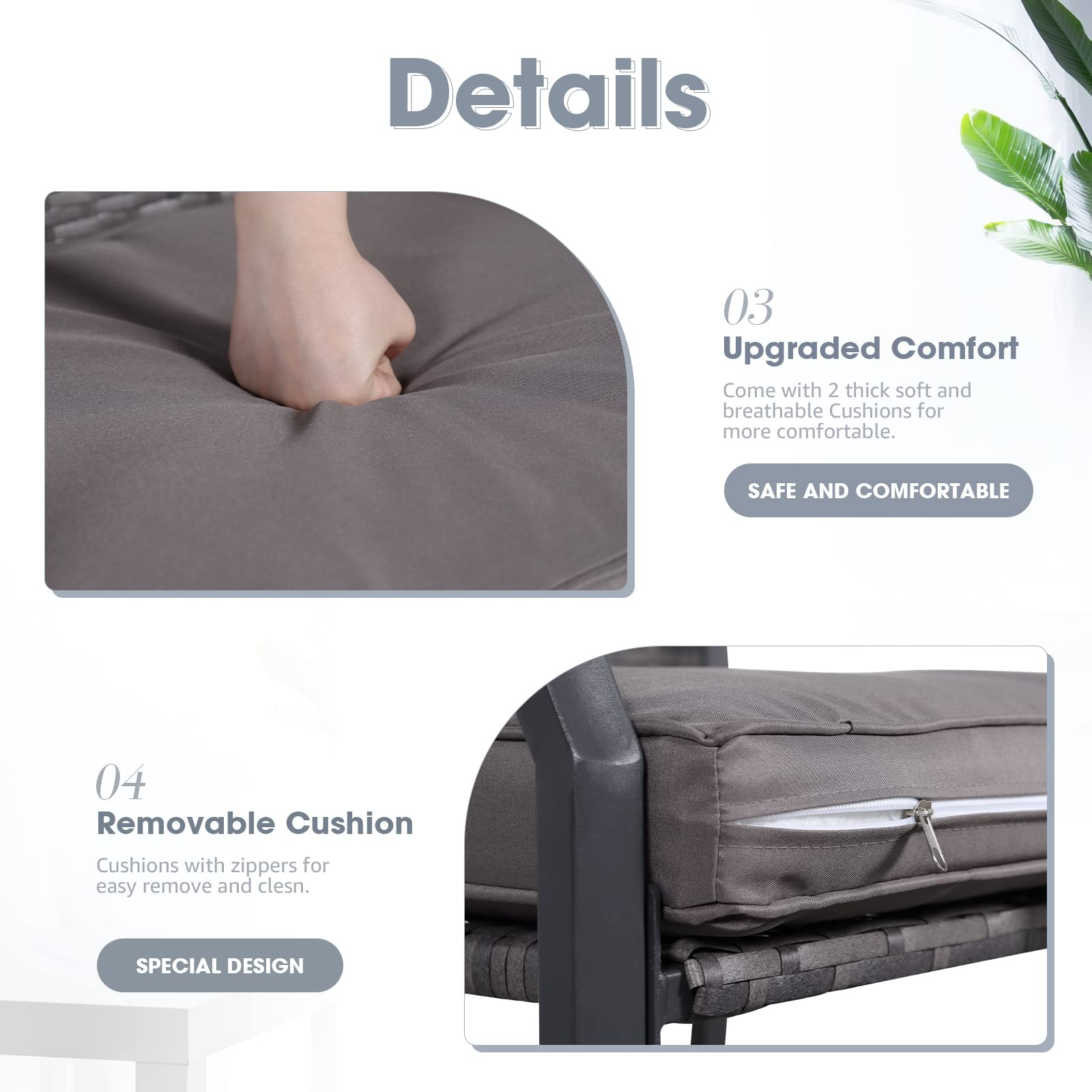 3pcs Outdoor Patio Dining Set Square Coffee Table & Two Chairs | Orange-Casual