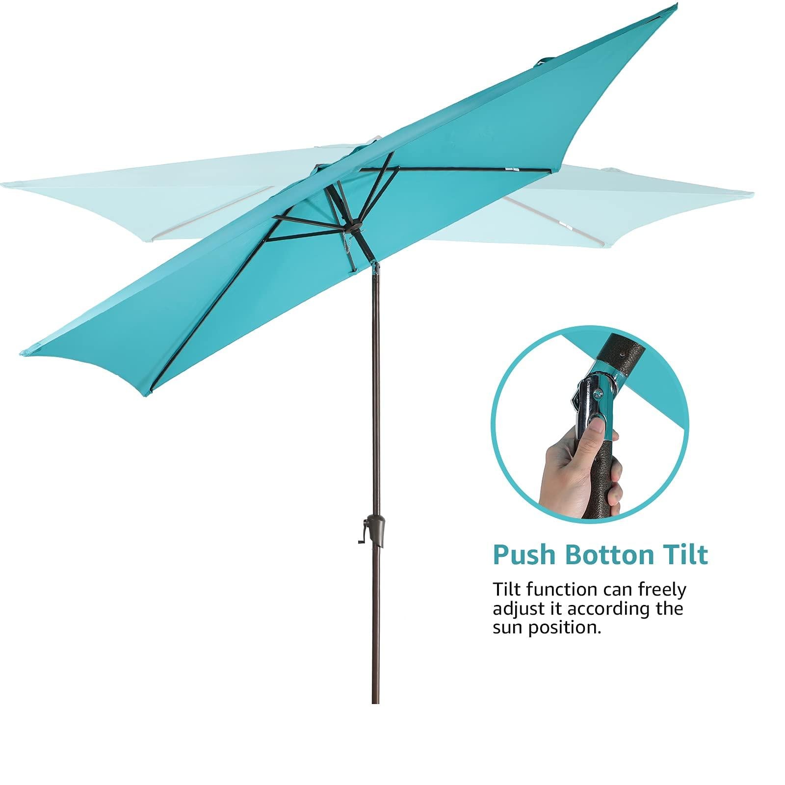 6.6 x 9.8ft Rectangular Patio Umbrella,  Outdoor Polyester Table Market Umbrella, 4 Colors | Orange-Casual