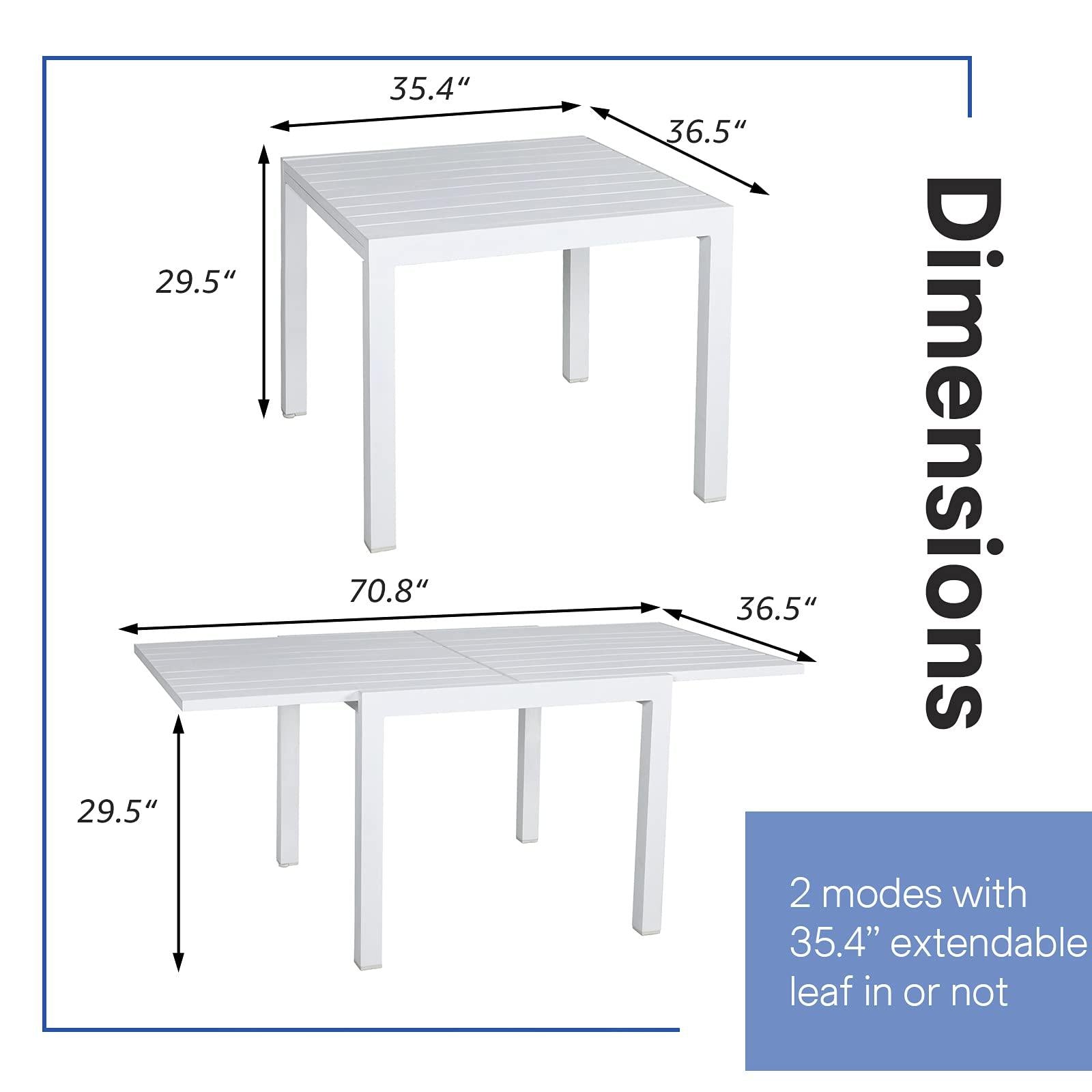  Patio Extendable Dining Table for 4-6 Person Aluminum Adjustable Rectangle Table | Orange-Casual