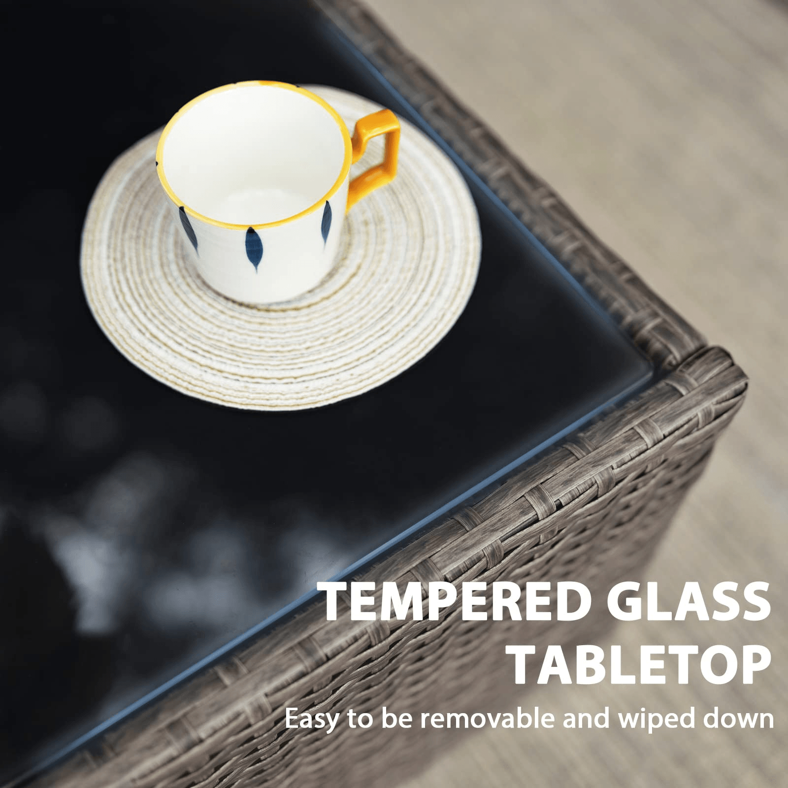 4pcs Wicker Outdoor Patio Furniture Set Small Sectional Conversation Set | Orange-Casual