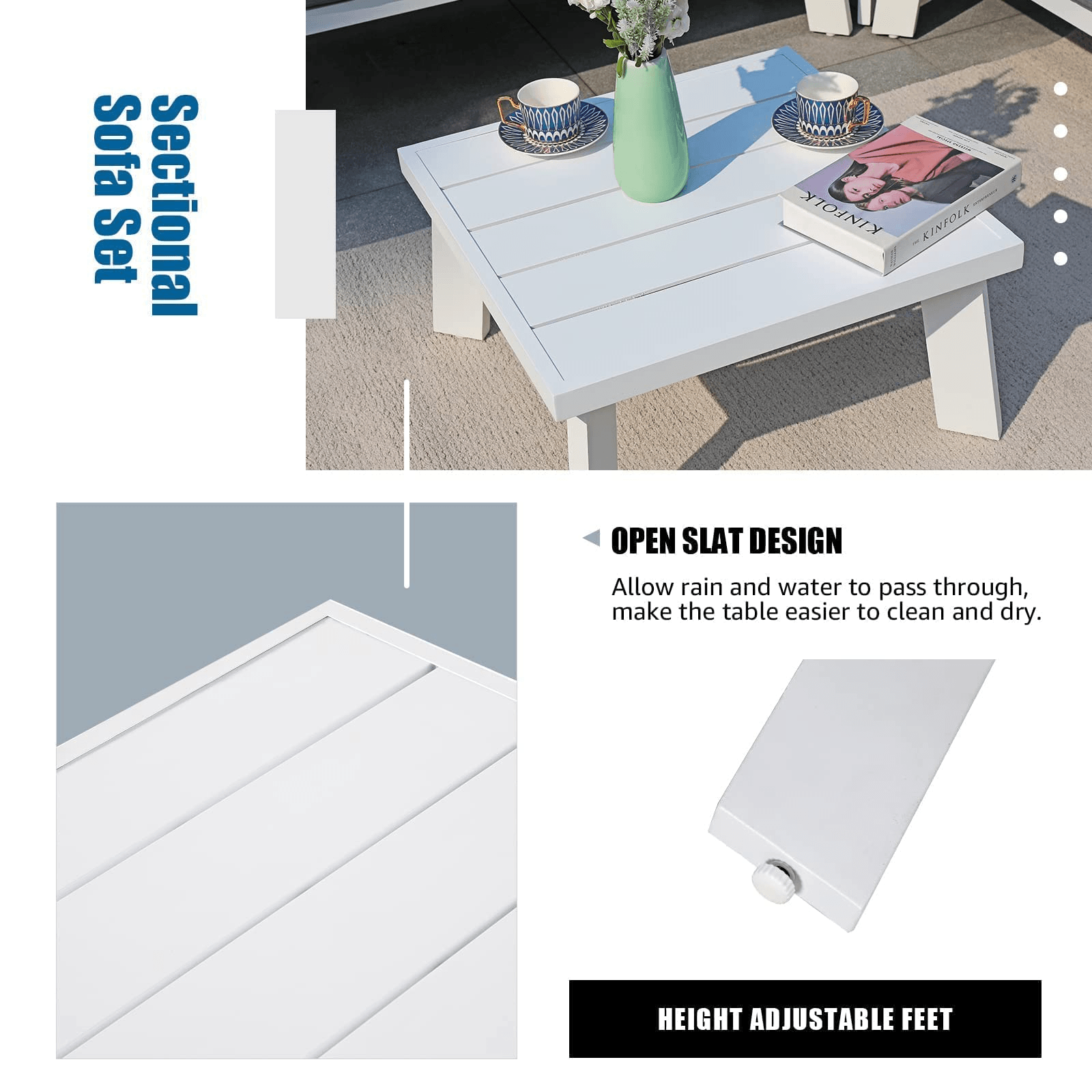 4pcs Aluminum Outdoor Sectional Sofa Set L-Shaped Patio Conversation Set | Orange-Casual