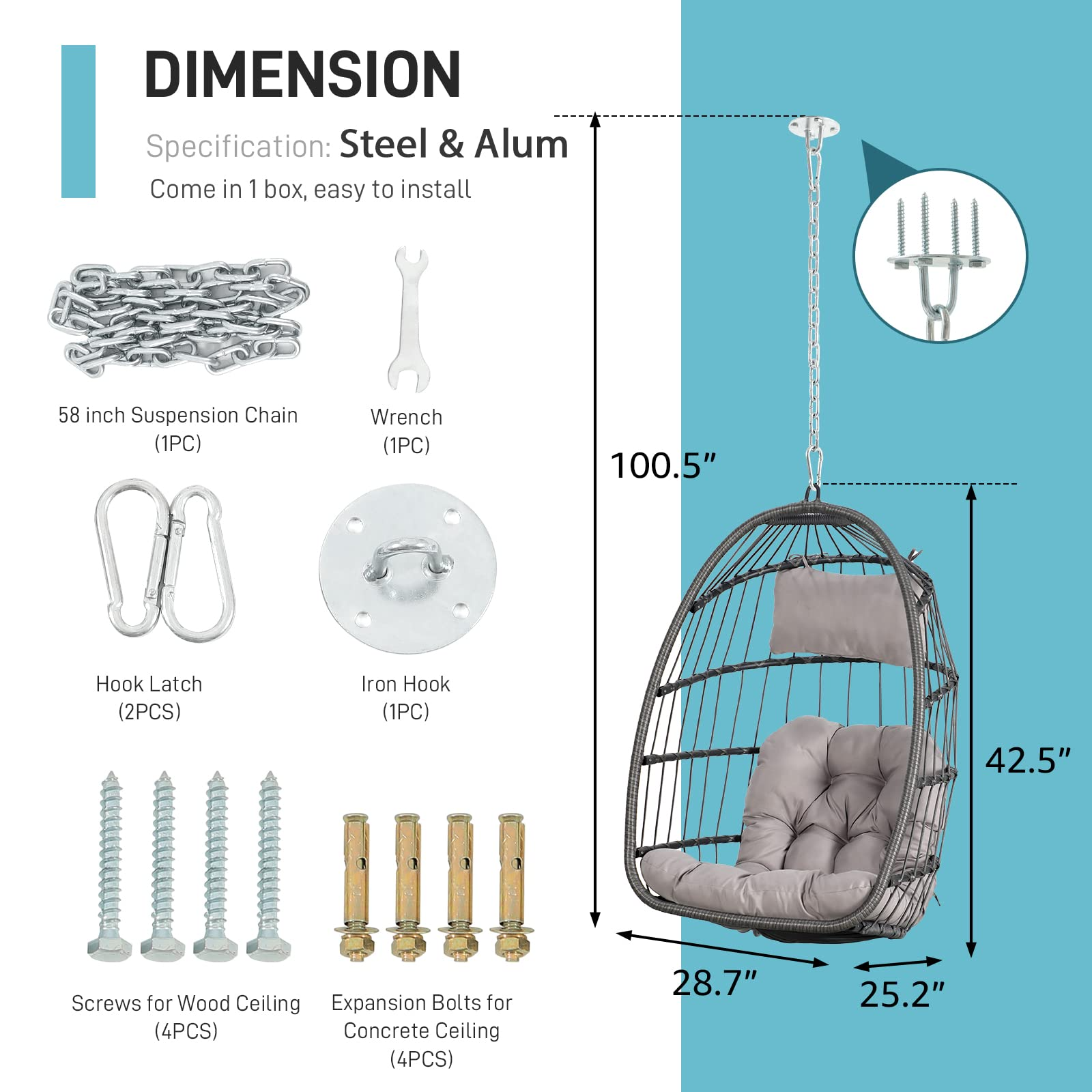 Aldi egg chair discount dimensions