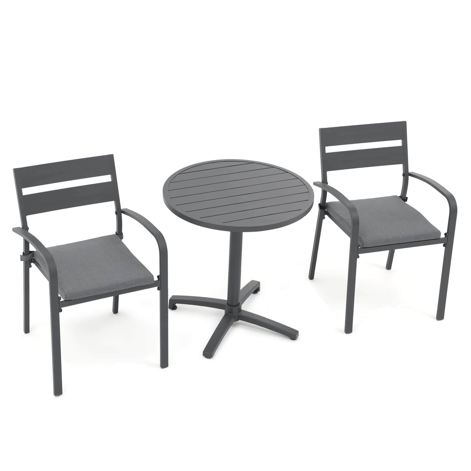 Patio Bistro Set 3 Piece Outdoor Dining Set, Aluminum Outdoor Patio Furniture w/Round Folding Table