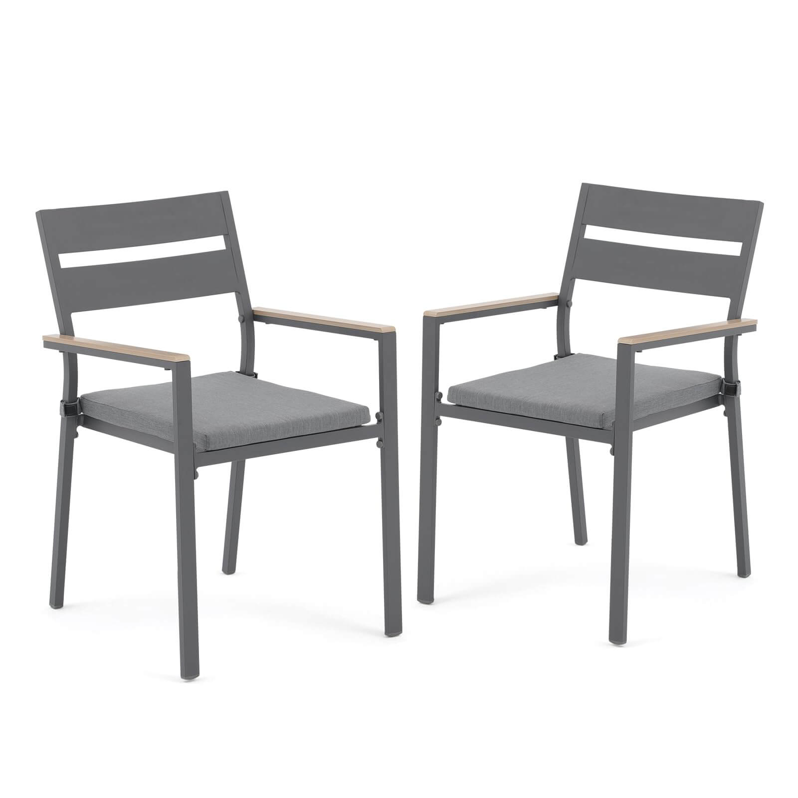 Aluminum Patio Chairs Set of 2 Outdoor Dining Chairs Stackable Bistro Chairs
