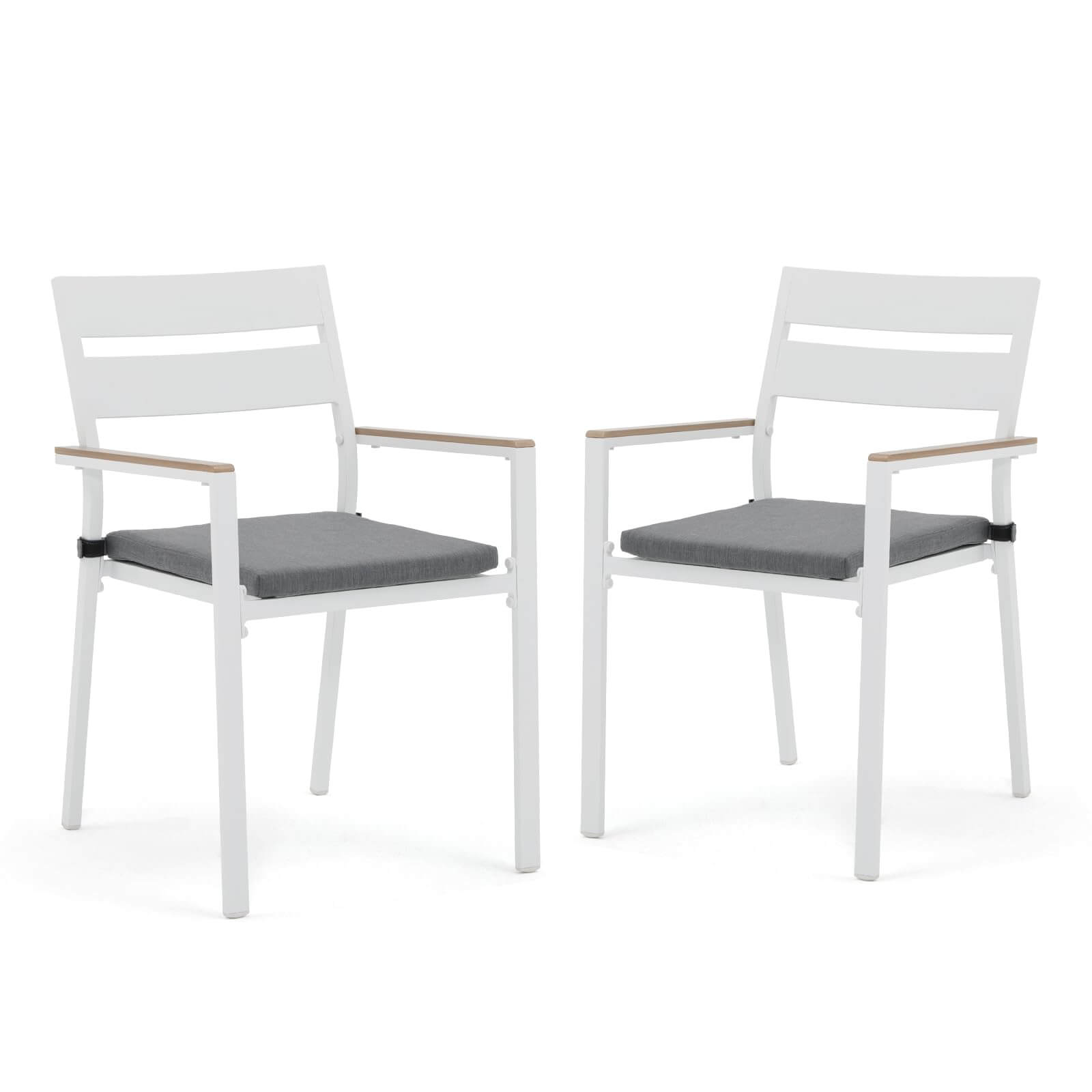 Aluminum Patio Chairs Set of 2 Outdoor Dining Chairs Stackable Bistro Chairs