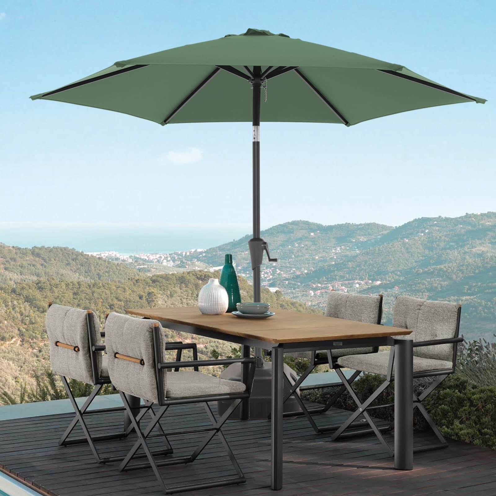 7.5 ft Patio Umbrella Outdoor Table Market Umbrella with Push Button Tilt and Crank, 6 Ribs, 8 colors