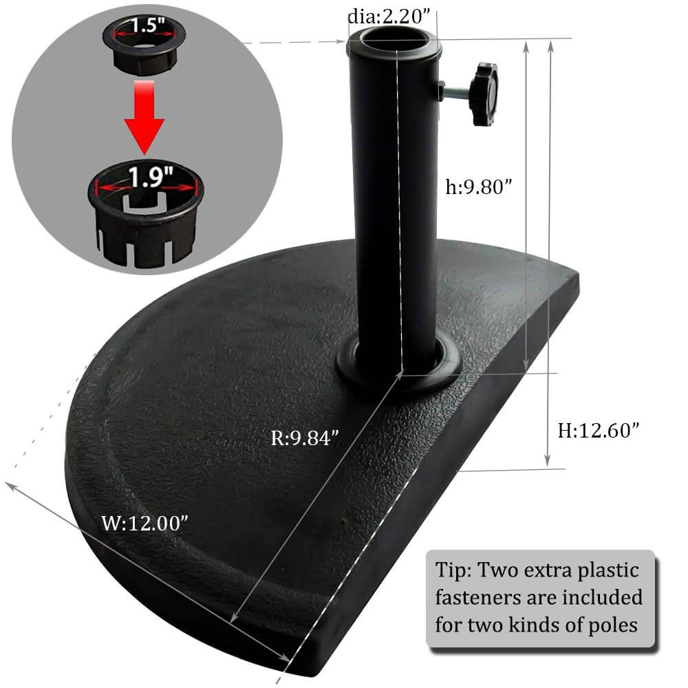 Half Round Patio Umbrella Base, Heavy-Duty Free Standing Resin Umbrella Stand, 20lb