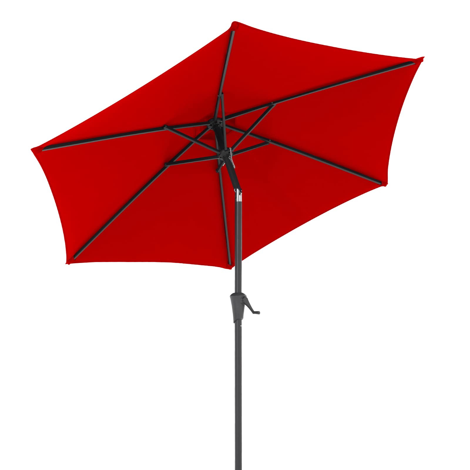 7.5 ft Patio Umbrella Outdoor Table Market Umbrella with Push Button Tilt and Crank, 6 Ribs, 8 colors