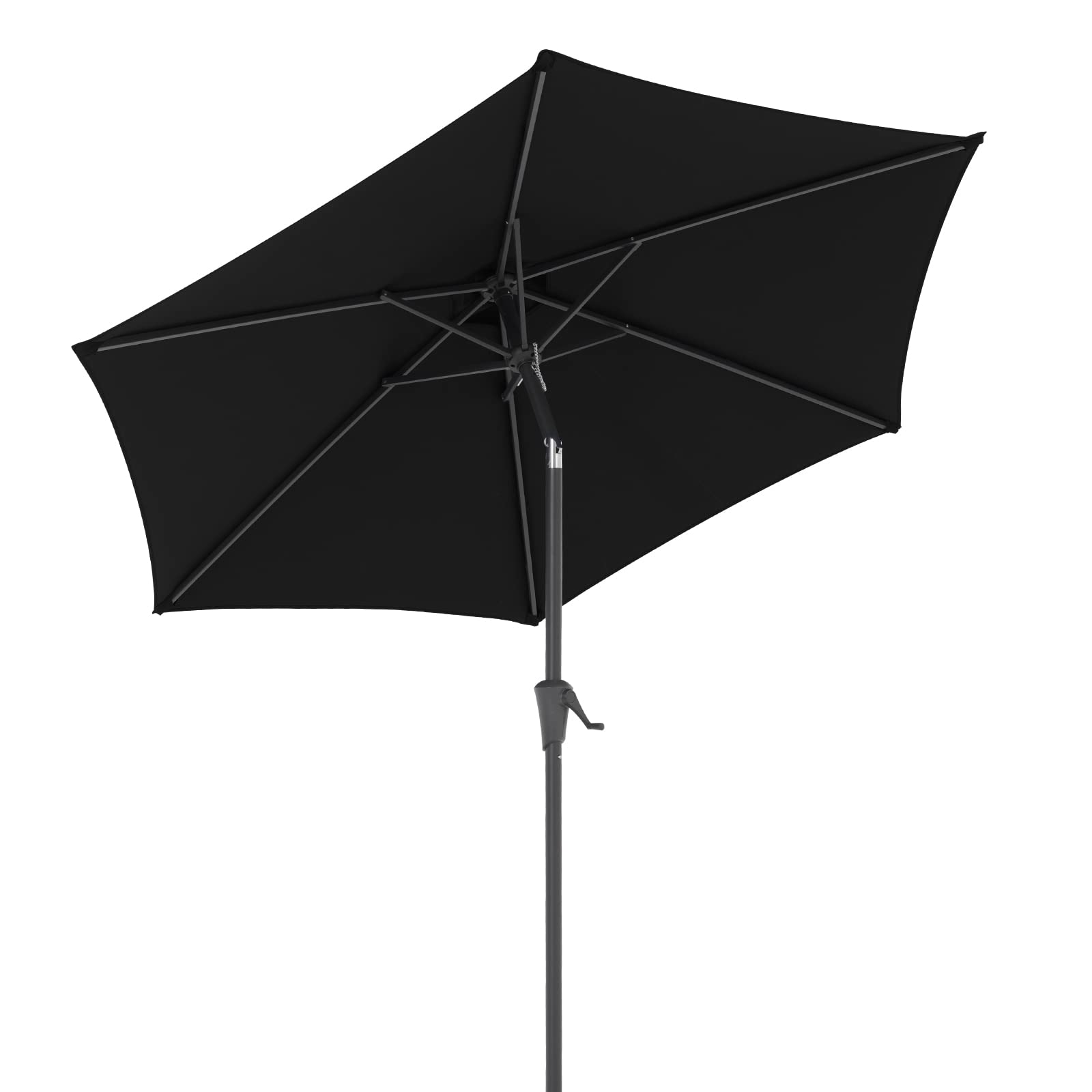 7.5' Patio Round Umbrella, Outdoor Polyester Table Market Umbrella, Black