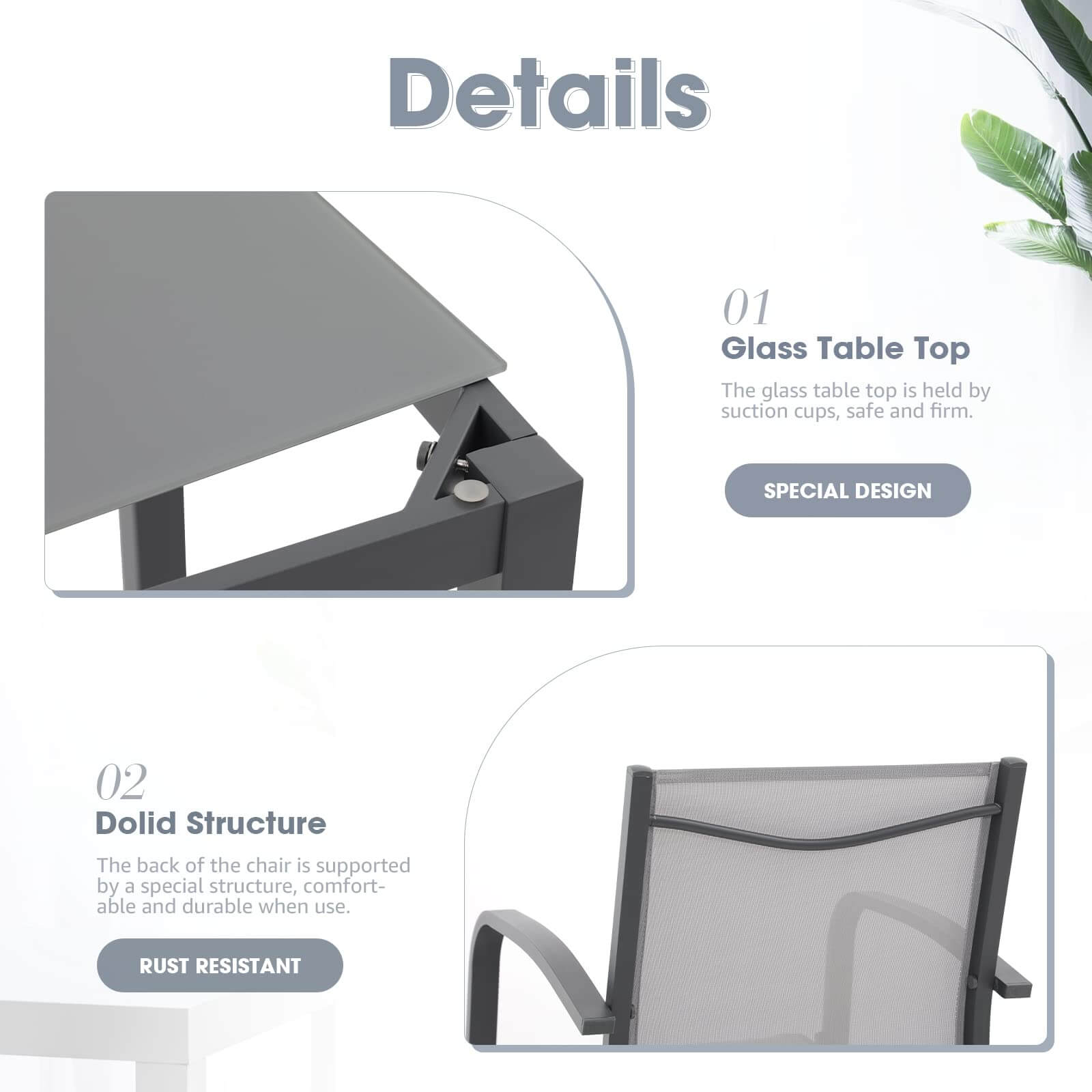 5-Piece Patio Bar Set, All-Weather Aluminum Textile Fabric Outdoor Dining Table and Chairs