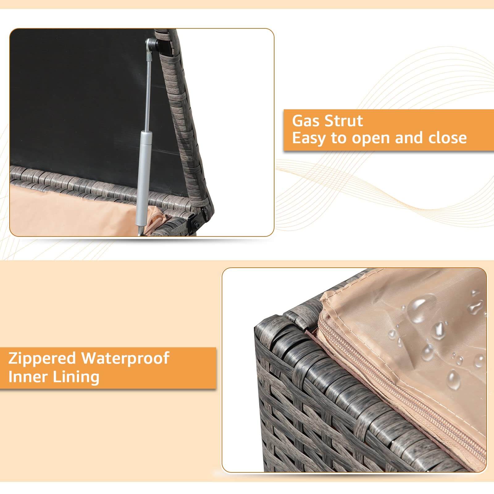 88 Gallon Outdoor Storage Box, Waterproof Deck Box for Patio Furniture, 3 colors