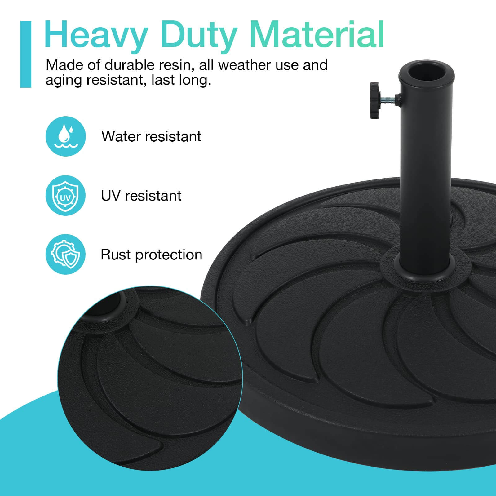 Patio Umbrella Base, 40lbs Outdoor Heavy Duty Resin Umbrella Stand, Black