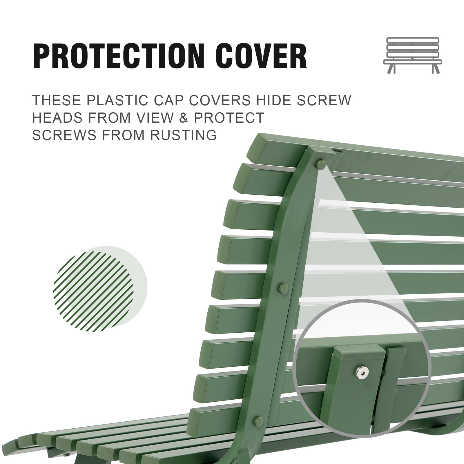 Aluminum Outdoor Garden Bench Patio Porch Chair Furniture, Dark Grey