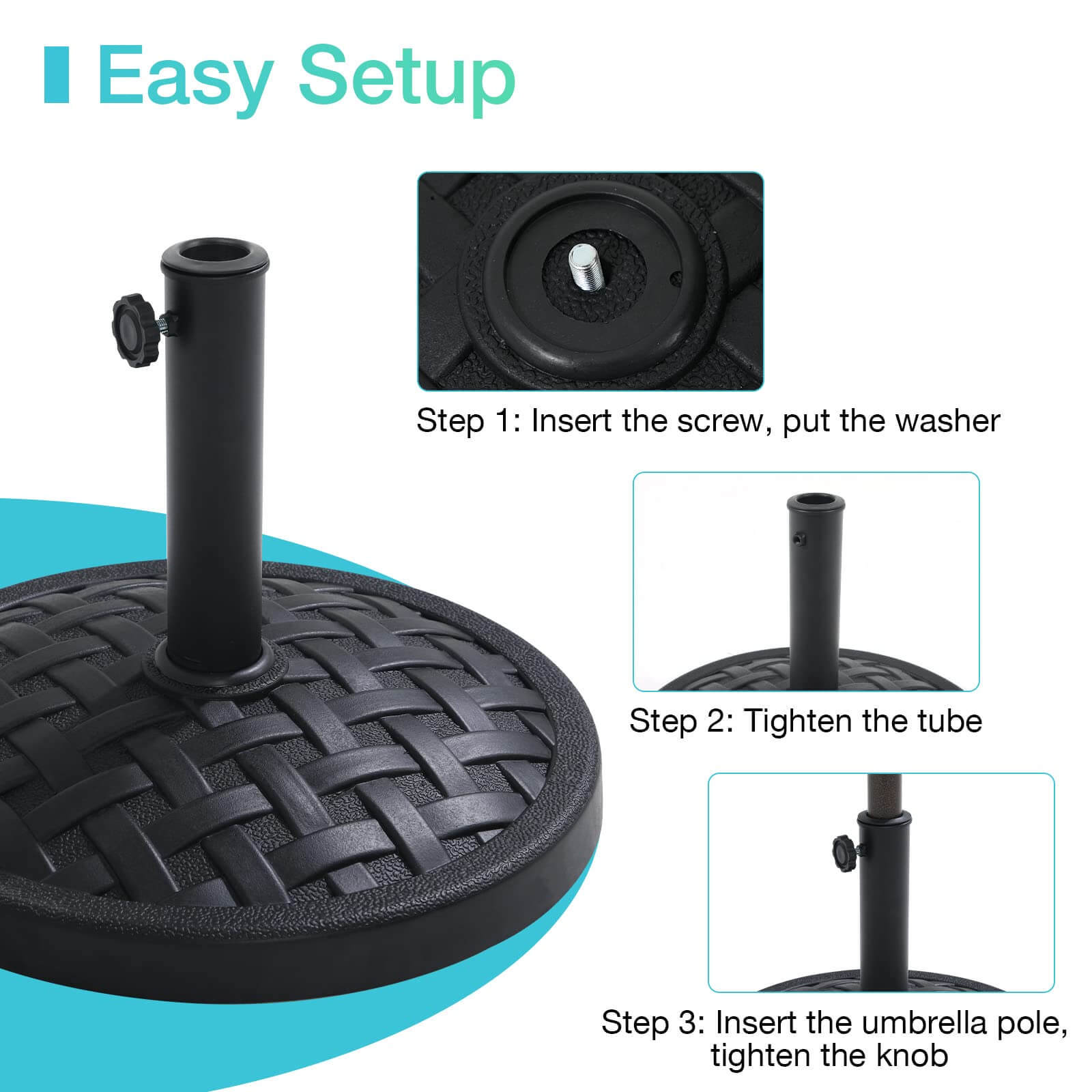 31lb Patio Umbrella Base Heavy Duty Round Outdoor Market Umbrella Stand