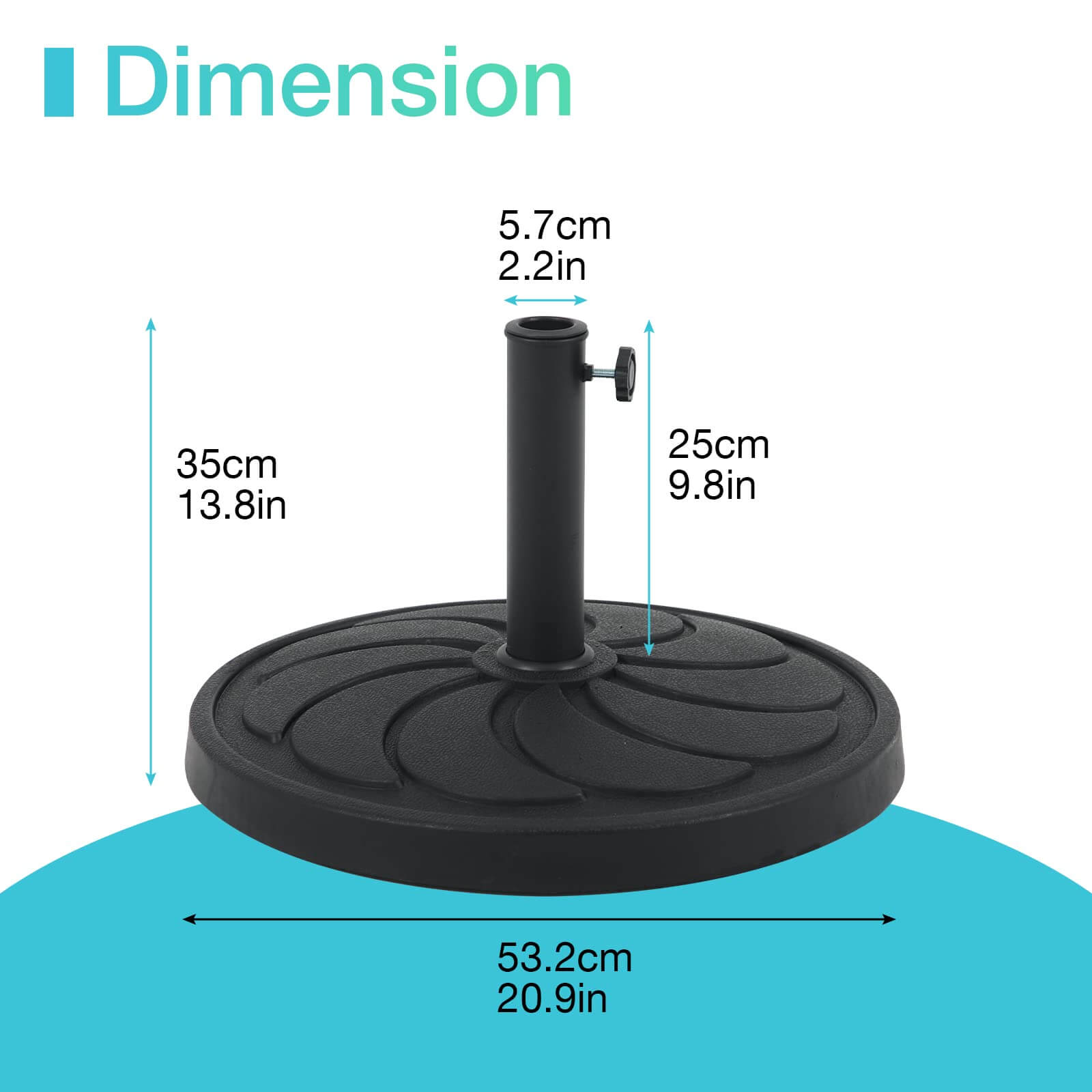 Patio Umbrella Base, 40lbs Outdoor Heavy Duty Resin Umbrella Stand, Black