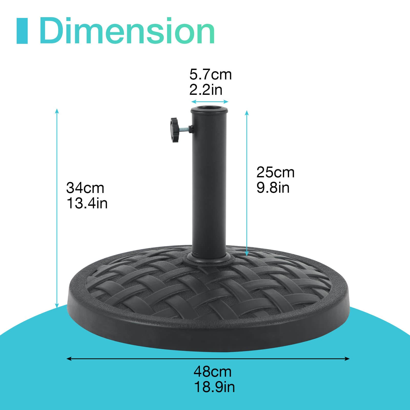31lb Patio Umbrella Base, Heavy Duty Round Outdoor Market Umbrella Stand Weight, Black