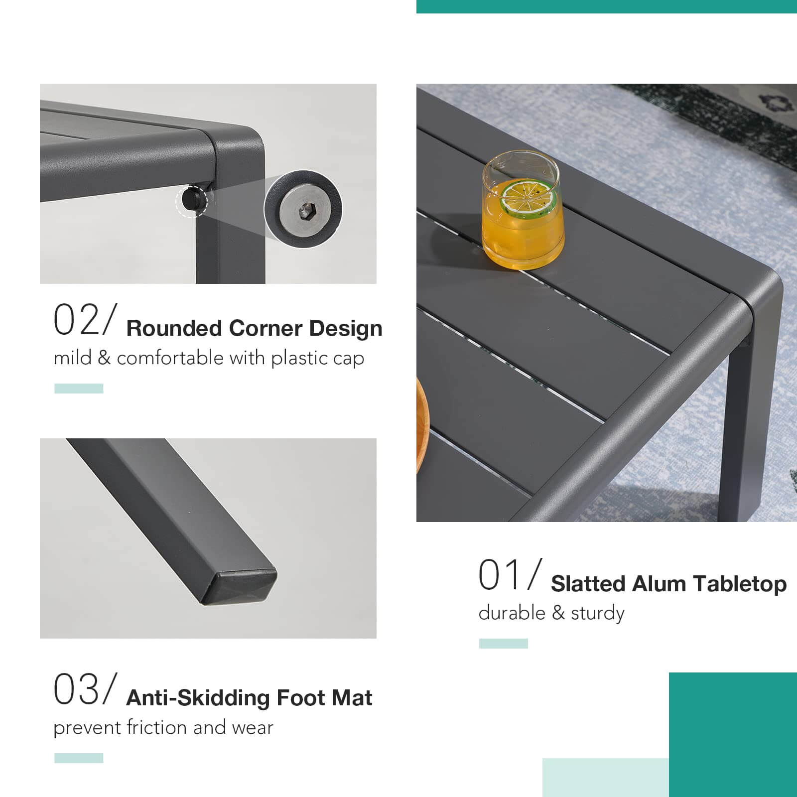 Aluminum Patio Furniture Set, 5 PCS Modern Patio Conversation Set, All Weather Outdoor Sectional Sofa Set