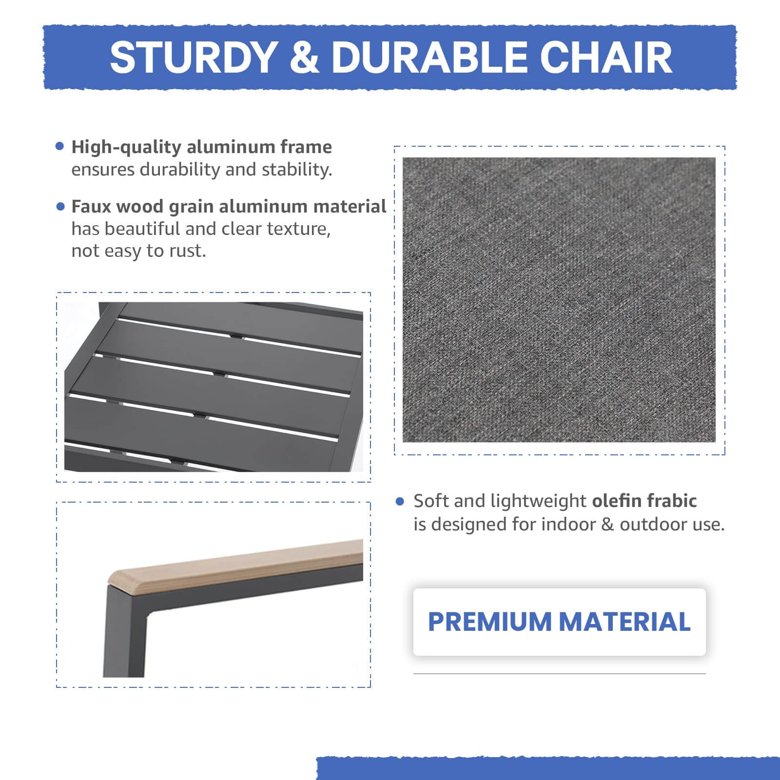 Aluminum Patio Chairs Set of 2 Outdoor Dining Chairs Stackable Bistro Chairs