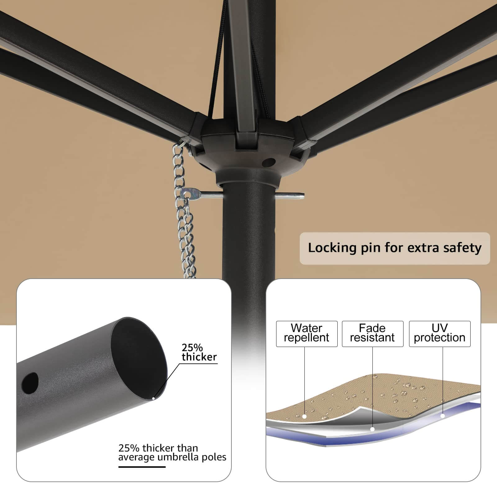 7.5 ft Patio Umbrella Outdoor Table Market Umbrella with Push Button Tilt and Crank, 6 Ribs, 8 colors