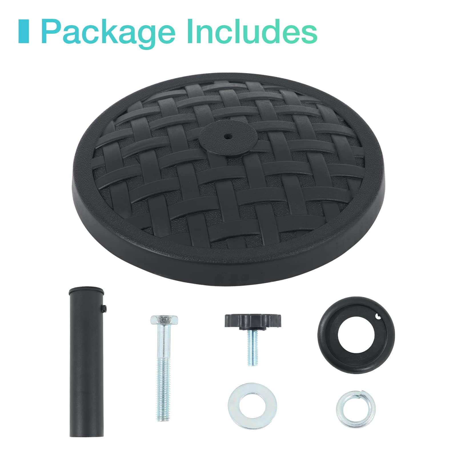 31lb Patio Umbrella Base, Heavy Duty Round Outdoor Market Umbrella Stand Weight, Black
