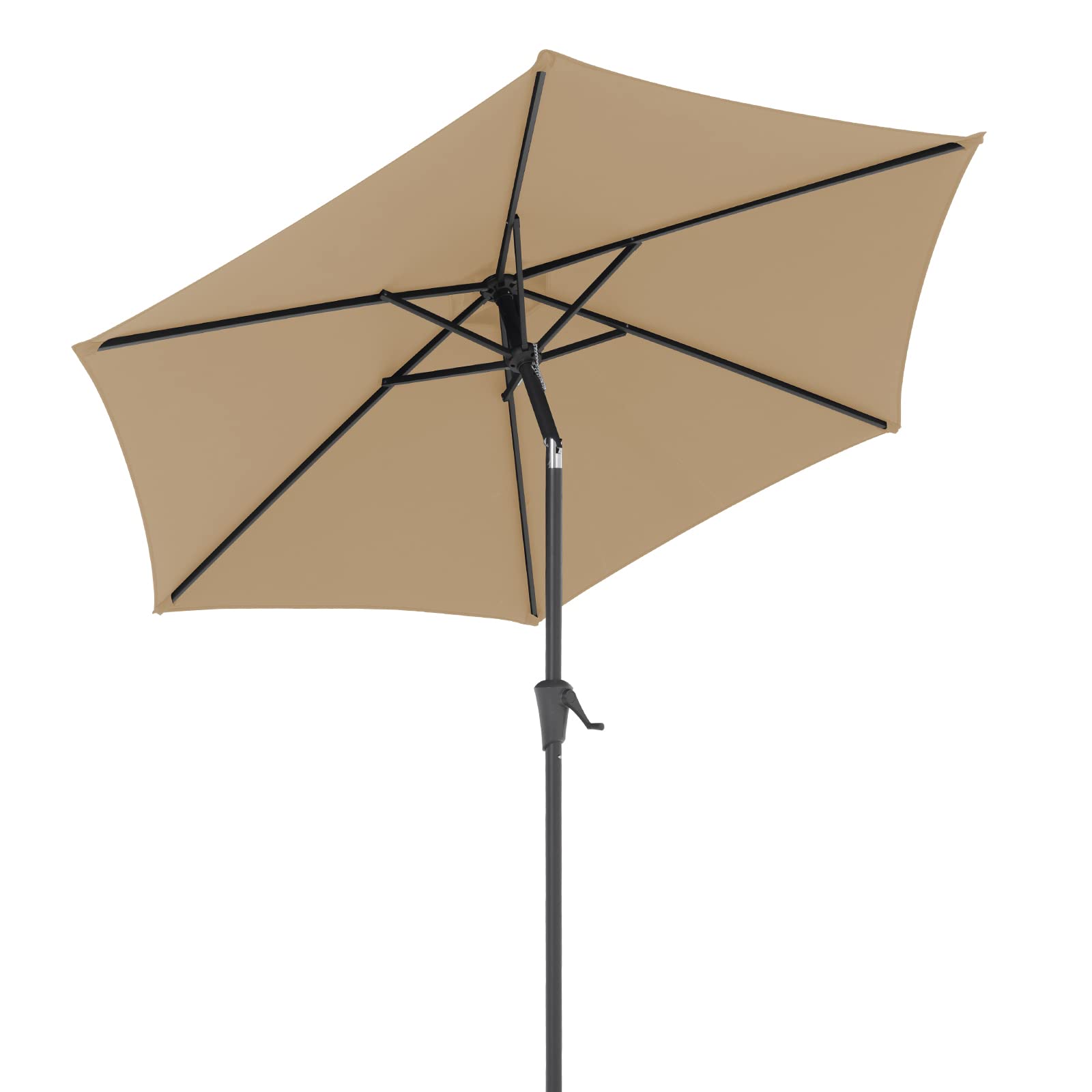 7.5' Patio Round Umbrella, Outdoor Polyester Table Market Umbrella, Beige