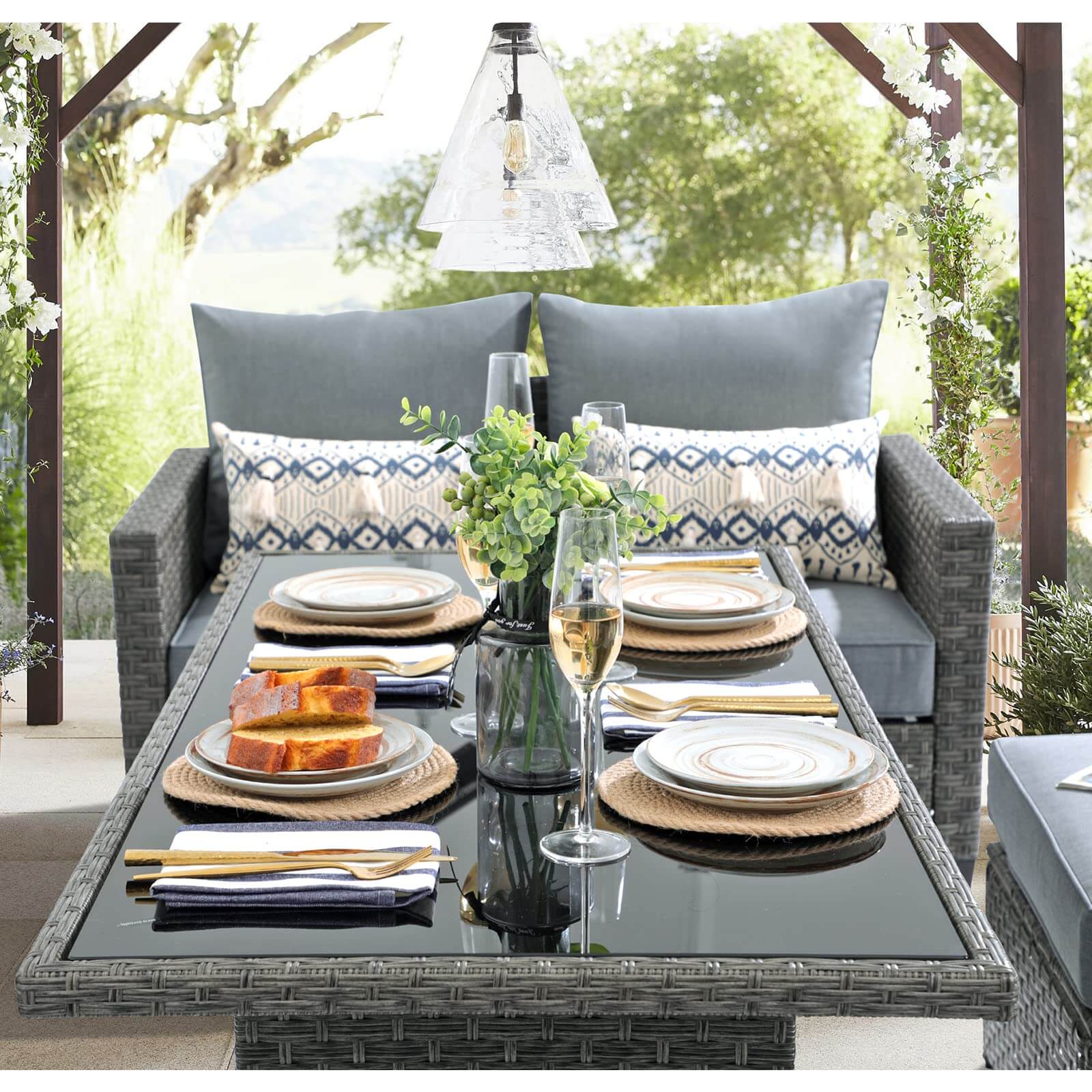 Outdoor Patio Furniture Set Wicker Conversation Set with Lift Coffee Table Sectional Dining Set