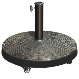 Patio Umbrella Base with Wheels,  Resin Heavy-Duty Stand Weights for Outdoor Market Umbrella, 52lbs, Bronze | Orange-Casual