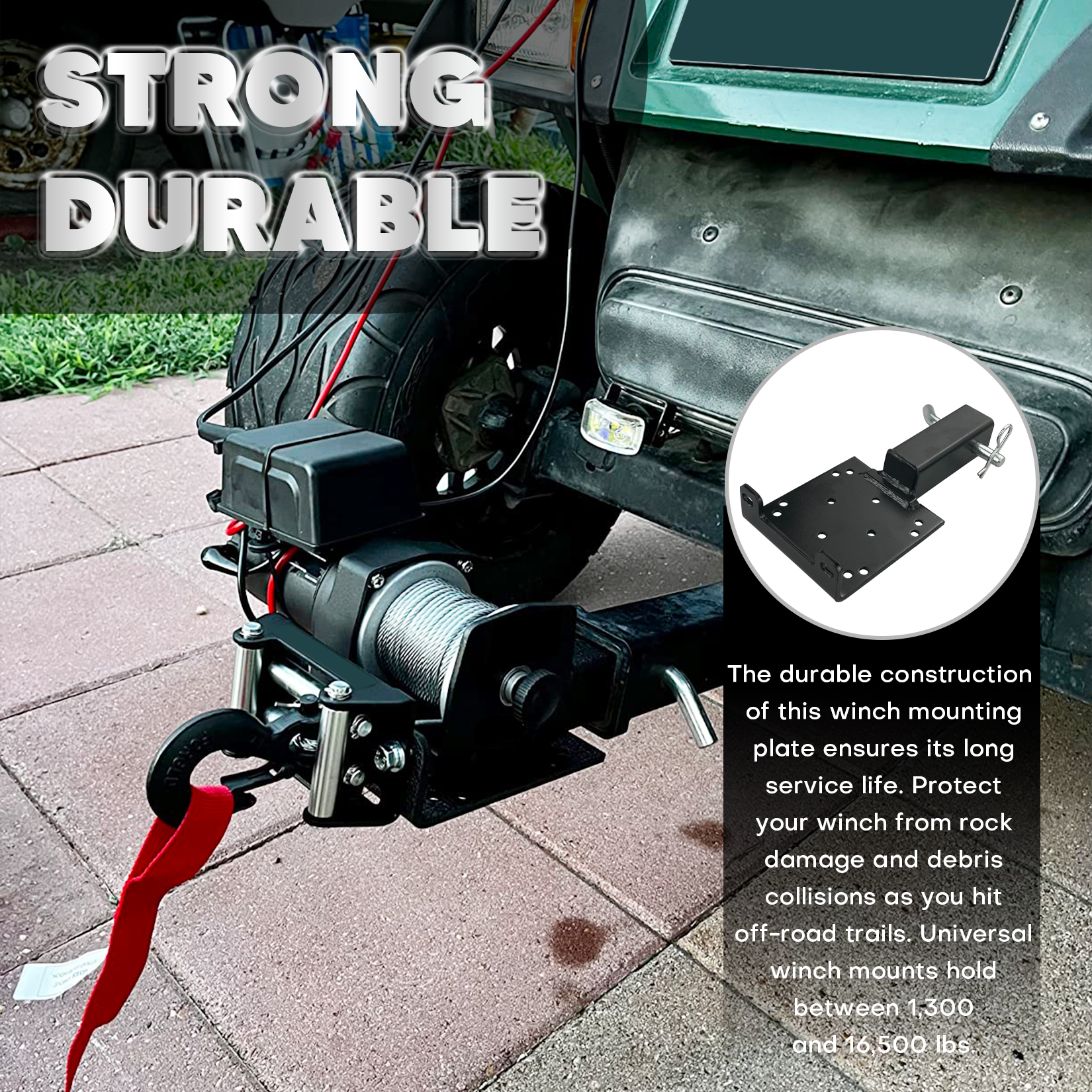 Universal Winch Mount Plate with 2-inch Receiver, Trailer Hitch Winch Mounting Pate for ATVs, UTVs, Trailer,Truck, Lawn and Garden Equipment(3500 lbs)