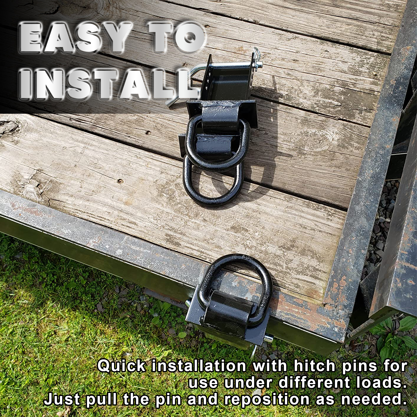 4Pcs Stake Pocket D Ring 1/2" Hitch Pin 18000lbs Heavy Duty Removable D Ring Stake Pocket Tie Down Fit for Flatbed Trucks and Utility Trailers(Load Limit 5,400 pounds) 