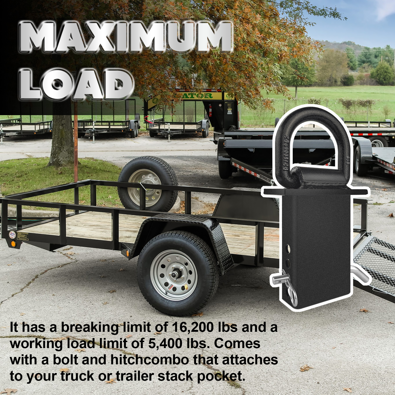 4Pcs Stake Pocket D Ring 1/2" Hitch Pin 18000lbs Heavy Duty Removable D Ring Stake Pocket Tie Down Fit for Flatbed Trucks and Utility Trailers(Load Limit 5,400 pounds) 