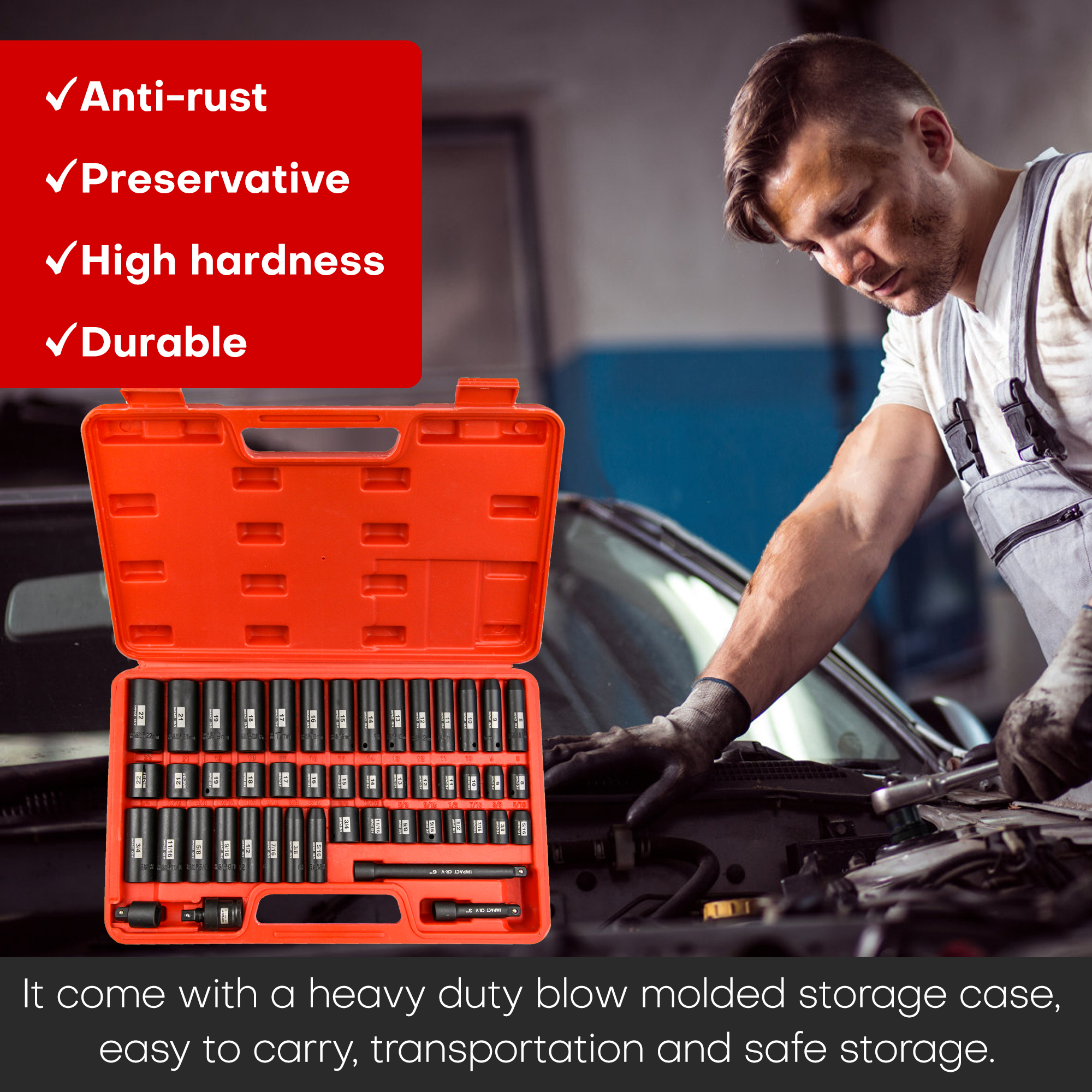 48 Pcs 3/8” Impact Socket Set