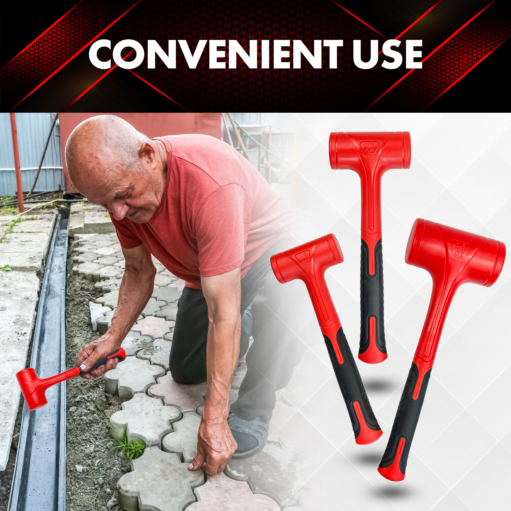 3 Pcs Dead Blow Hammer Set