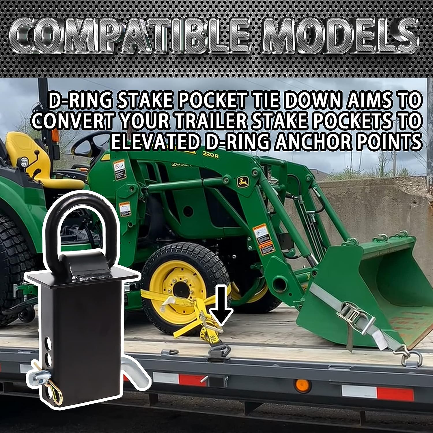 4Pcs Stake Pocket D Ring 1/2" Hitch Pin 18000lbs Heavy Duty Removable D Ring Stake Pocket Tie Down Fit for Flatbed Trucks and Utility Trailers(Load Limit 5,400 pounds) 