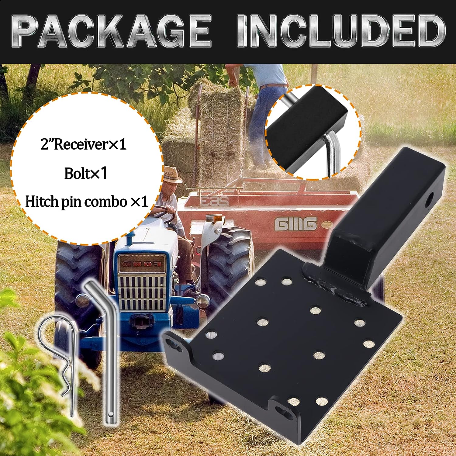 Universal Winch Mount Plate with 2-inch Receiver, Trailer Hitch Winch Mounting Pate for ATVs, UTVs, Trailer,Truck, Lawn and Garden Equipment(3500 lbs)