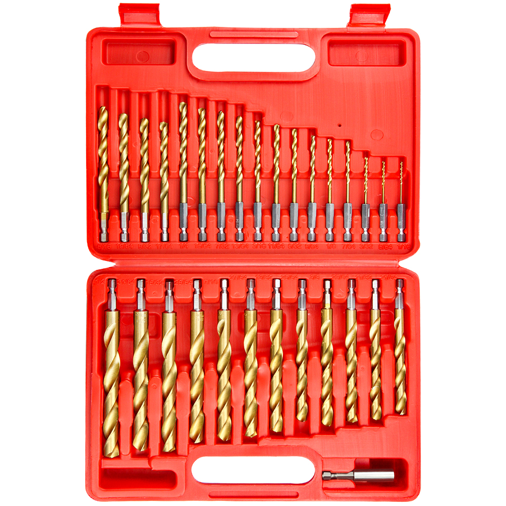 21 Pcs Titanium Twist Drill Bit Set