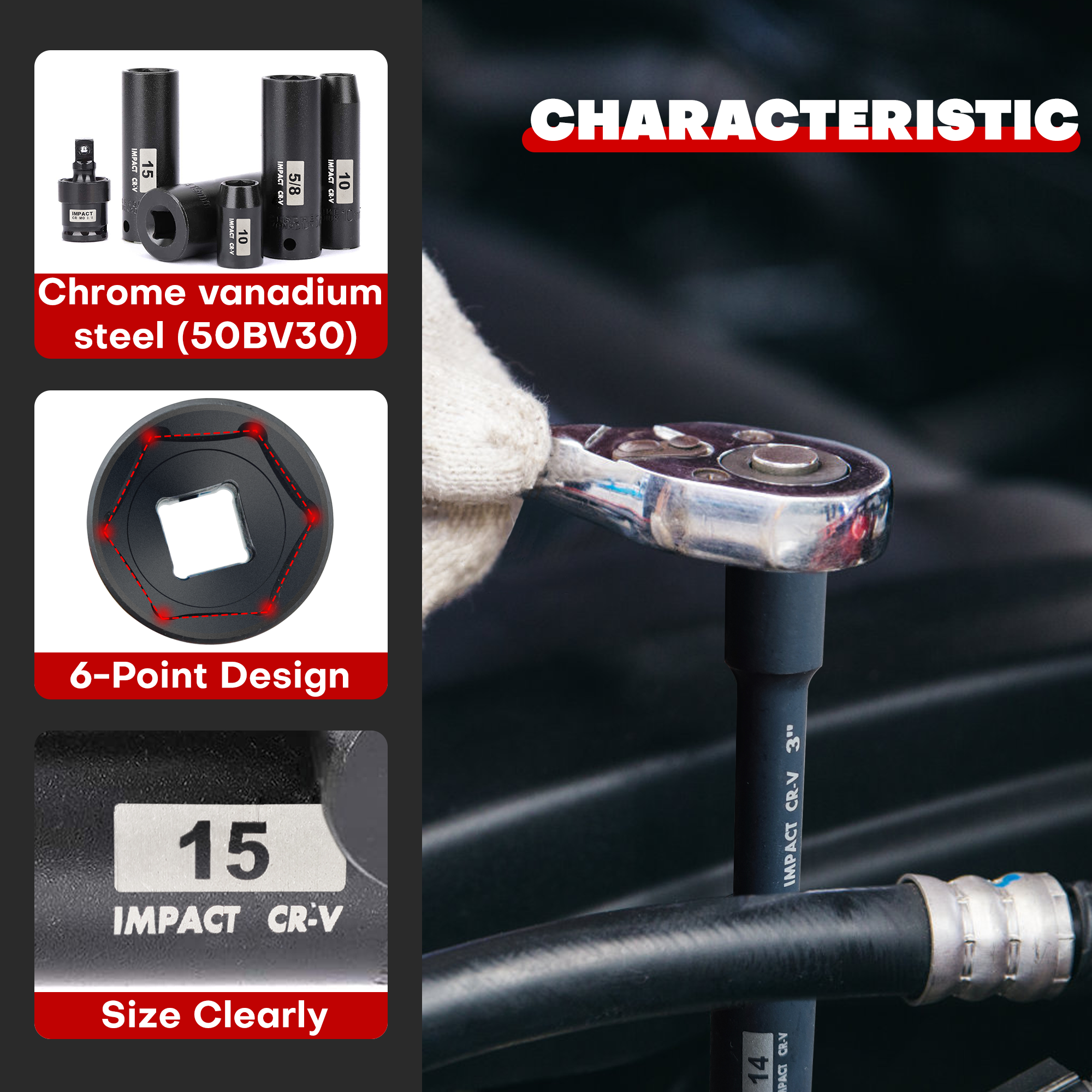48 Pcs 3/8” Impact Socket Set