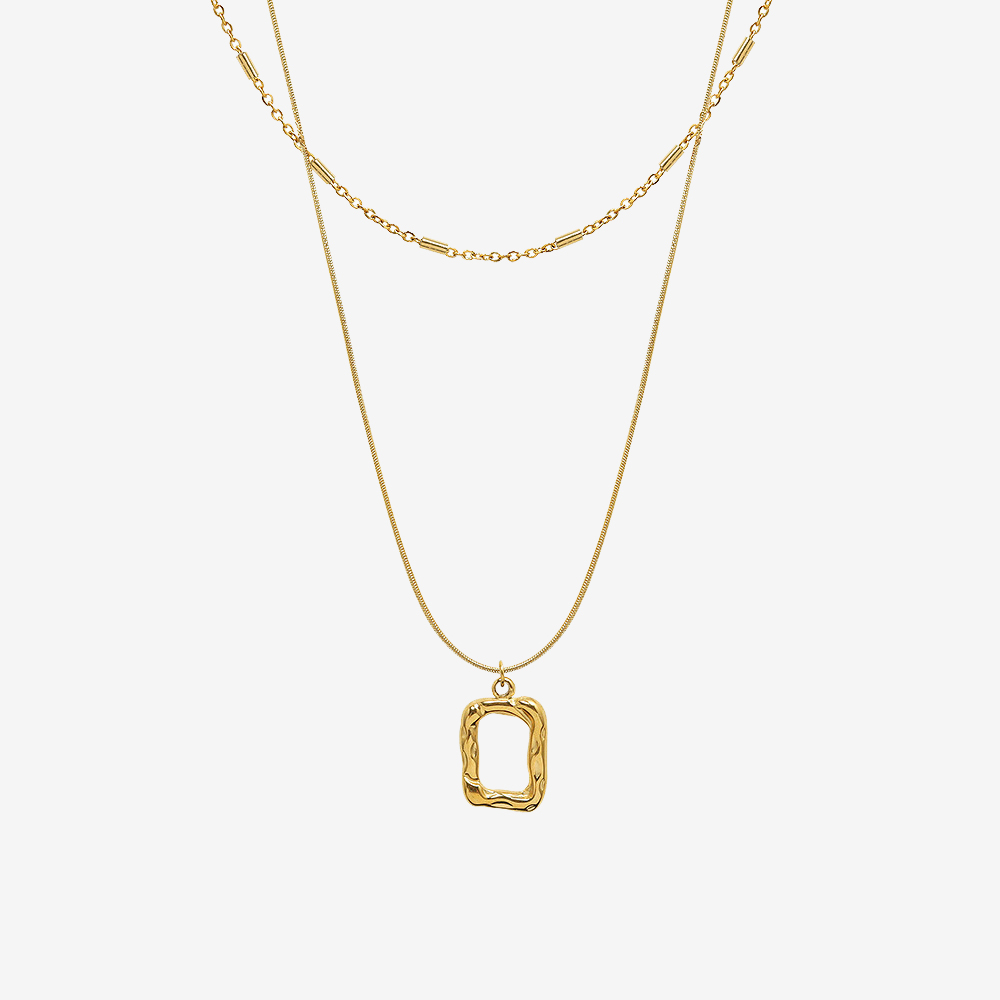 Marka Geometric Double Layer Vintage Necklace Set